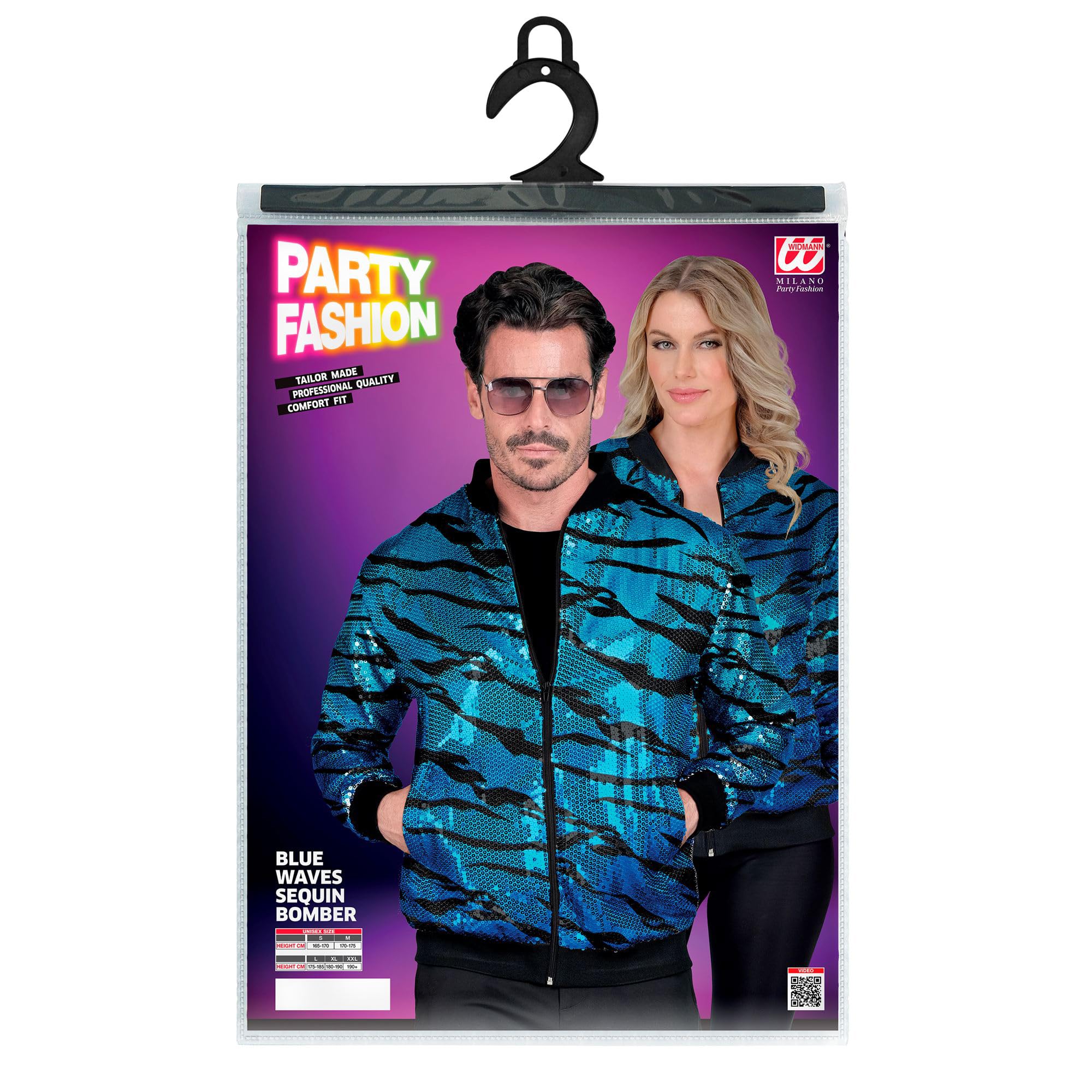 W WIDMANN MILANO Party Fashion – kurtka bomberka z cekinami dla dorosłych, strój na festiwal i karnawał