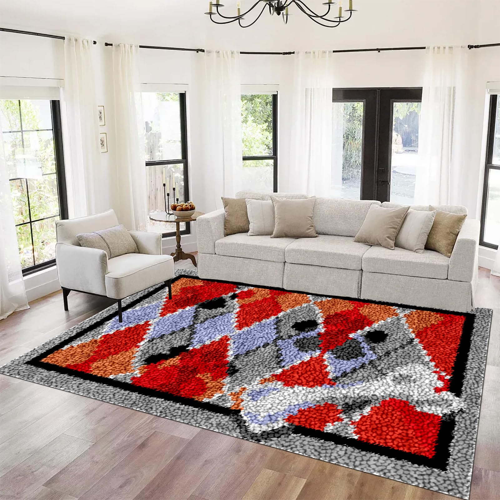 Tehocwiz Latch Hook Kits for Adults, Latch Hook Cushion Kits, Tapestry Kits for Home Decoration, Crochet Rug Making Kit for Adults 140x160 cm Rug Making Kit for Beginners, Latch Hook Rug Kit
