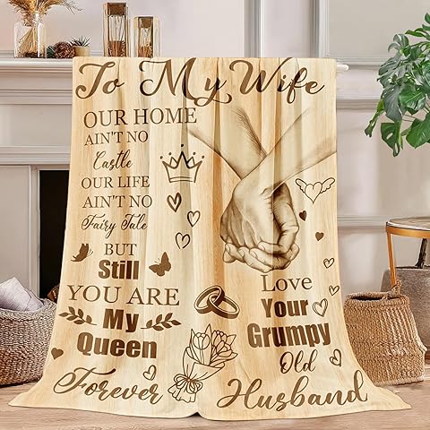 Anniversary for Wife from Husband Romantic Healing Thoughts Blanket for Women Perfe...