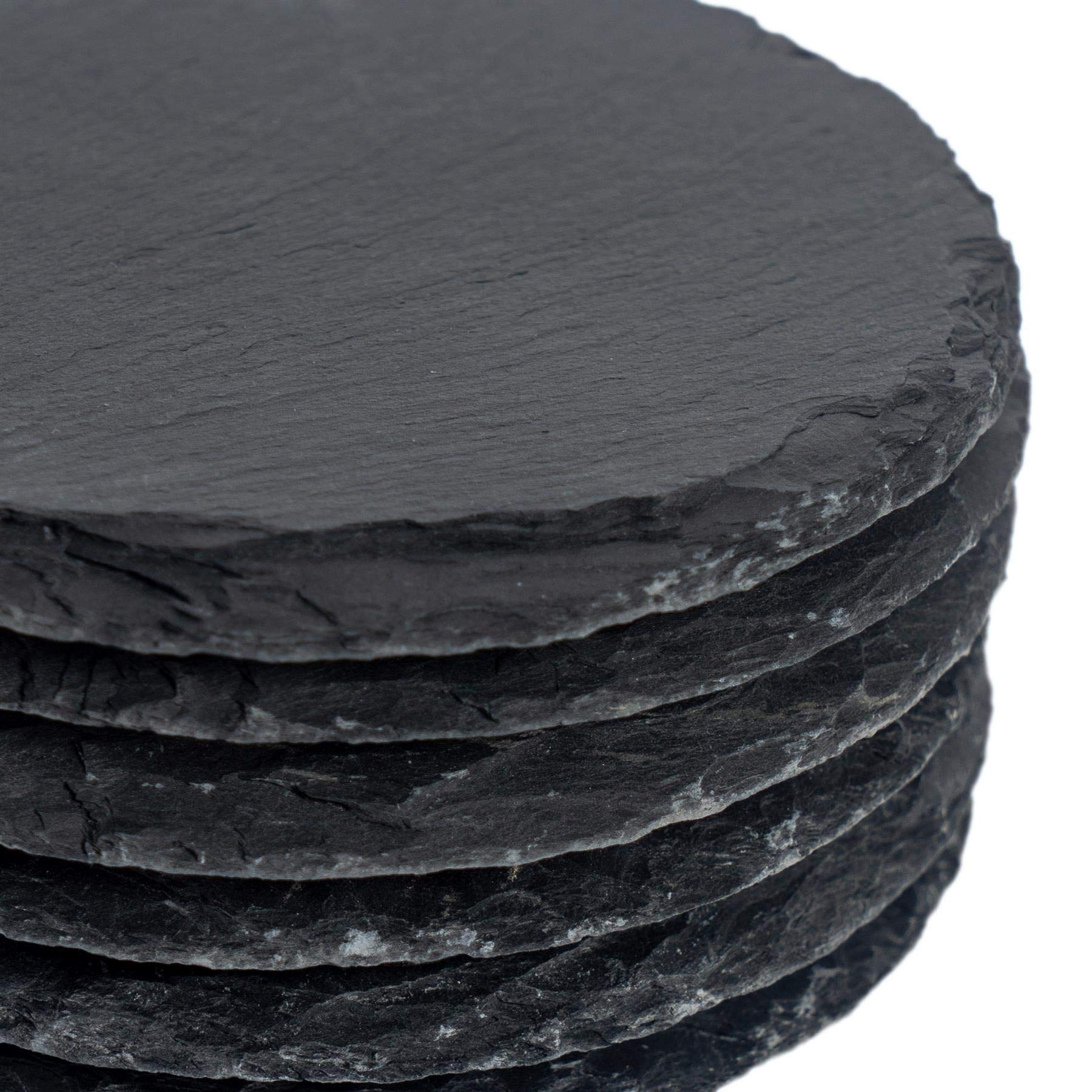 Argon Tableware Rond Sets de Table en Ardoise - 30cm - 12x Grand Naturel Noir Pierre À Manger Tableau Dîner Portion Conseil Plat Lieu Tapis Sets