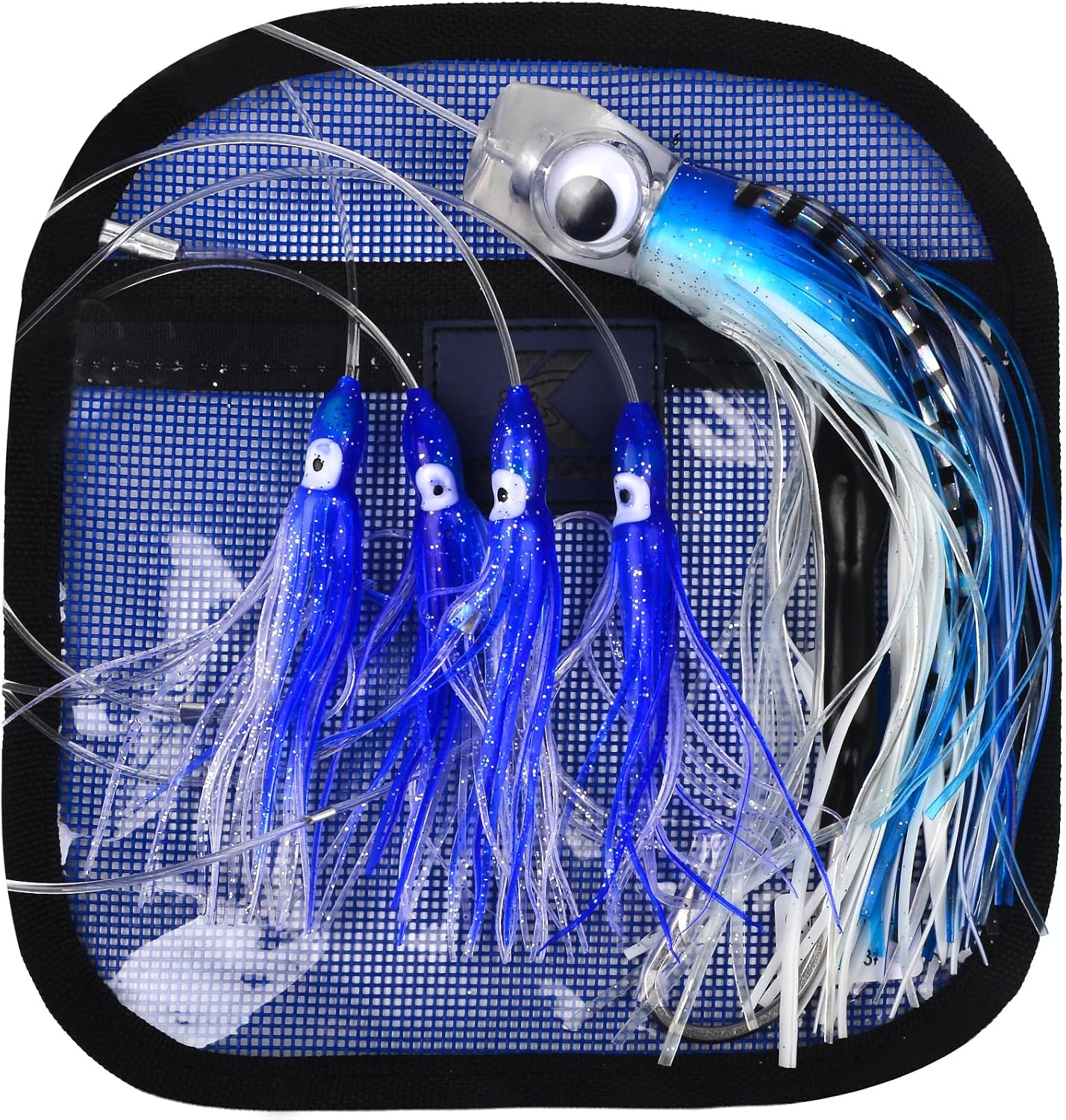 Teaser Chain Lures Trolling Lure - Big Game Teaser Saltwater Offshore Tuna Mahi Wahoo Fully Rigged Teasers Trolling Fishing Lures with Mesh Bag