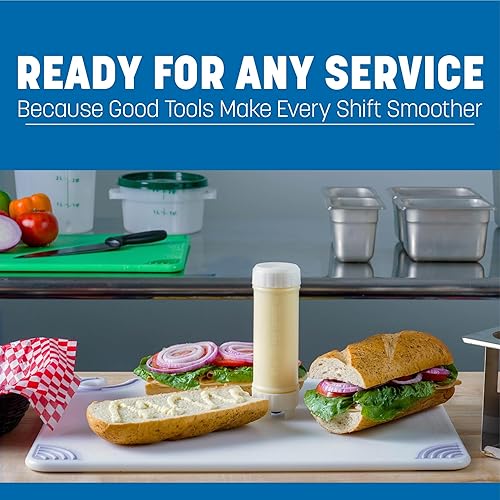 Miniatura 5 de San Jamar Ez Kleen - Botella de plástico para salsa con válvula mediana para salsas gruesas y salsas, 16 onzas, color blanco (paquete de 12)