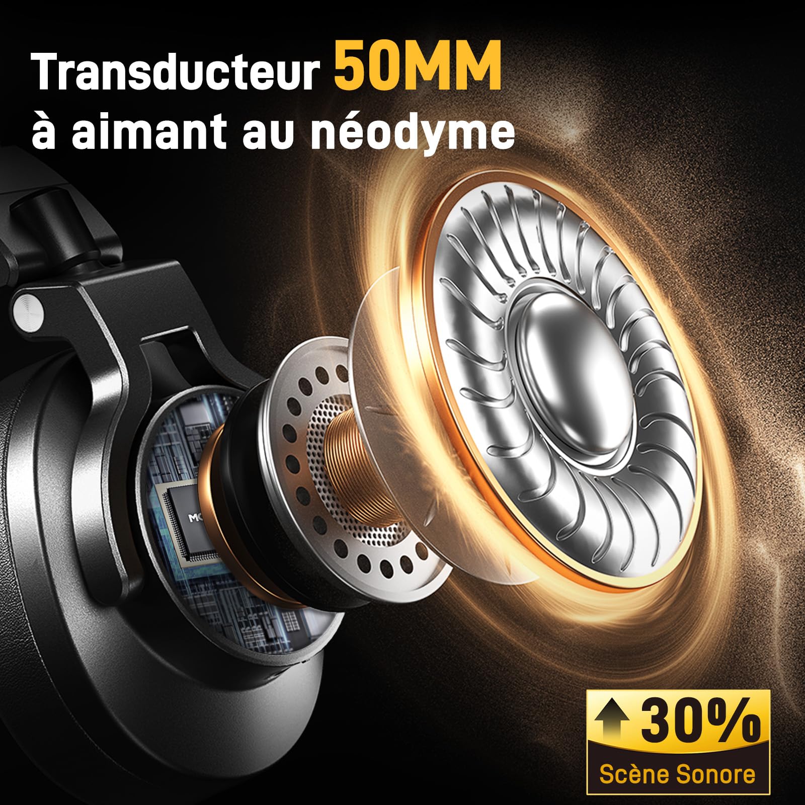 MAONO Casque Audio Filaire Professionnel de Studio avec Câble Détachable de 6,35 mm & 3,5 mm, pour Le Monitoring, Compatible avec Les Microphones, Téléphones, Ordinateurs, Pianos, MH700 Noir