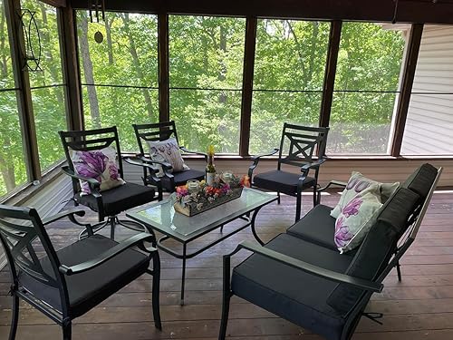 Miniatura 6 de FLYMEI - Paquete de 4 fundas de cojín para sofá o sillón de patio y exteriores, resistentes al agua se venden las fundas de repuesto únicamente