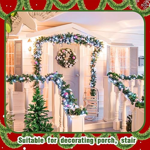 Miniatura 5 de Hotop Guirnalda decorativa de pino artificial, 10 unidades, 650 pies para Navidad, chimenea, escaleras, barandilla, puerta