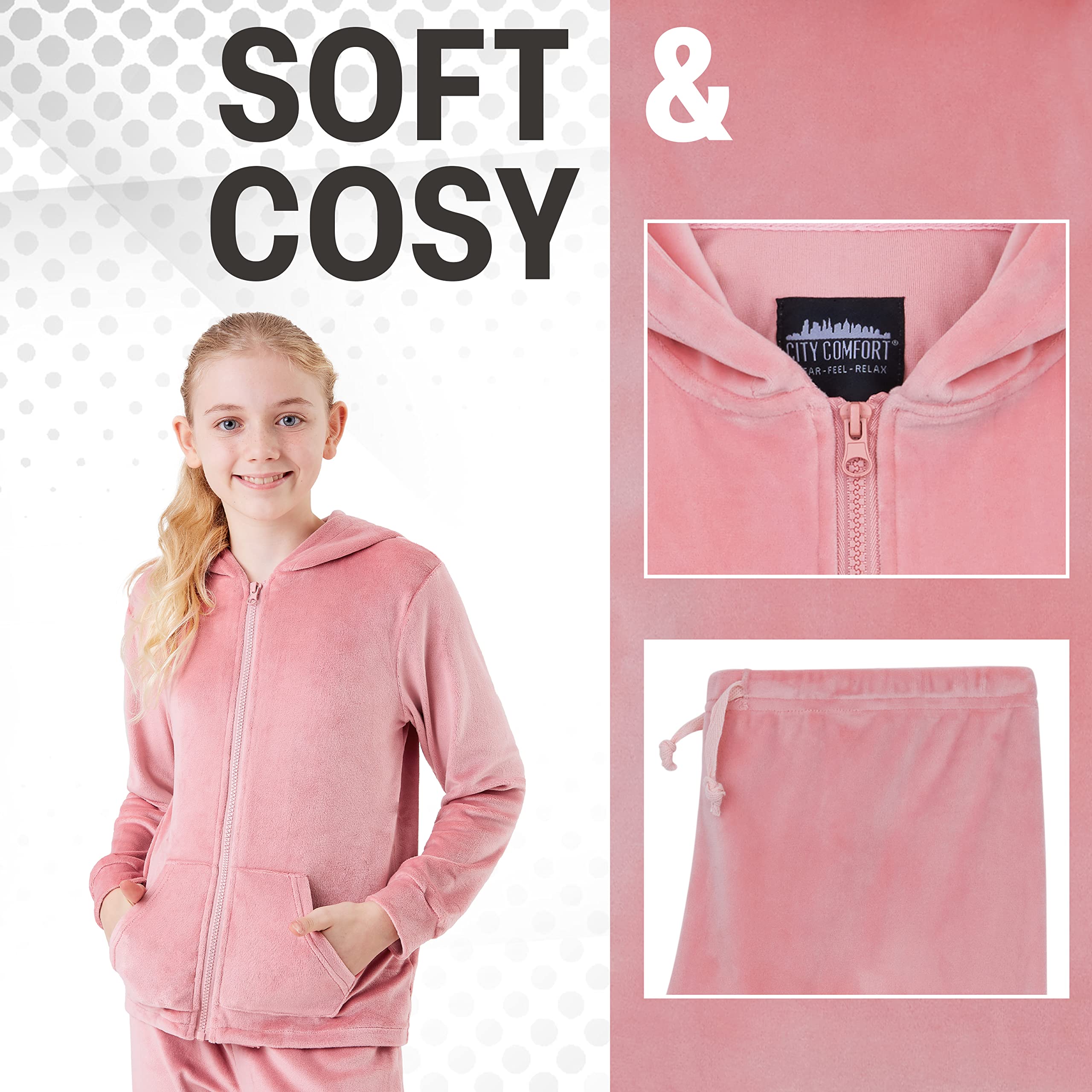 CityComfort Jogging Fille Velours - Ensemble Survêtement Fille Mode