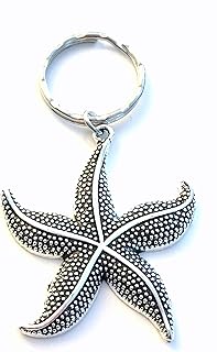 Starfish Keychain, Birthday Present for Girlfriend, Silver Star fish Key Chain, Beach Sea Gift for Island Wedding, Daughter, Niece Keyring Mother's Day, Nautical Marine, Canadian Seller Shop in Canada