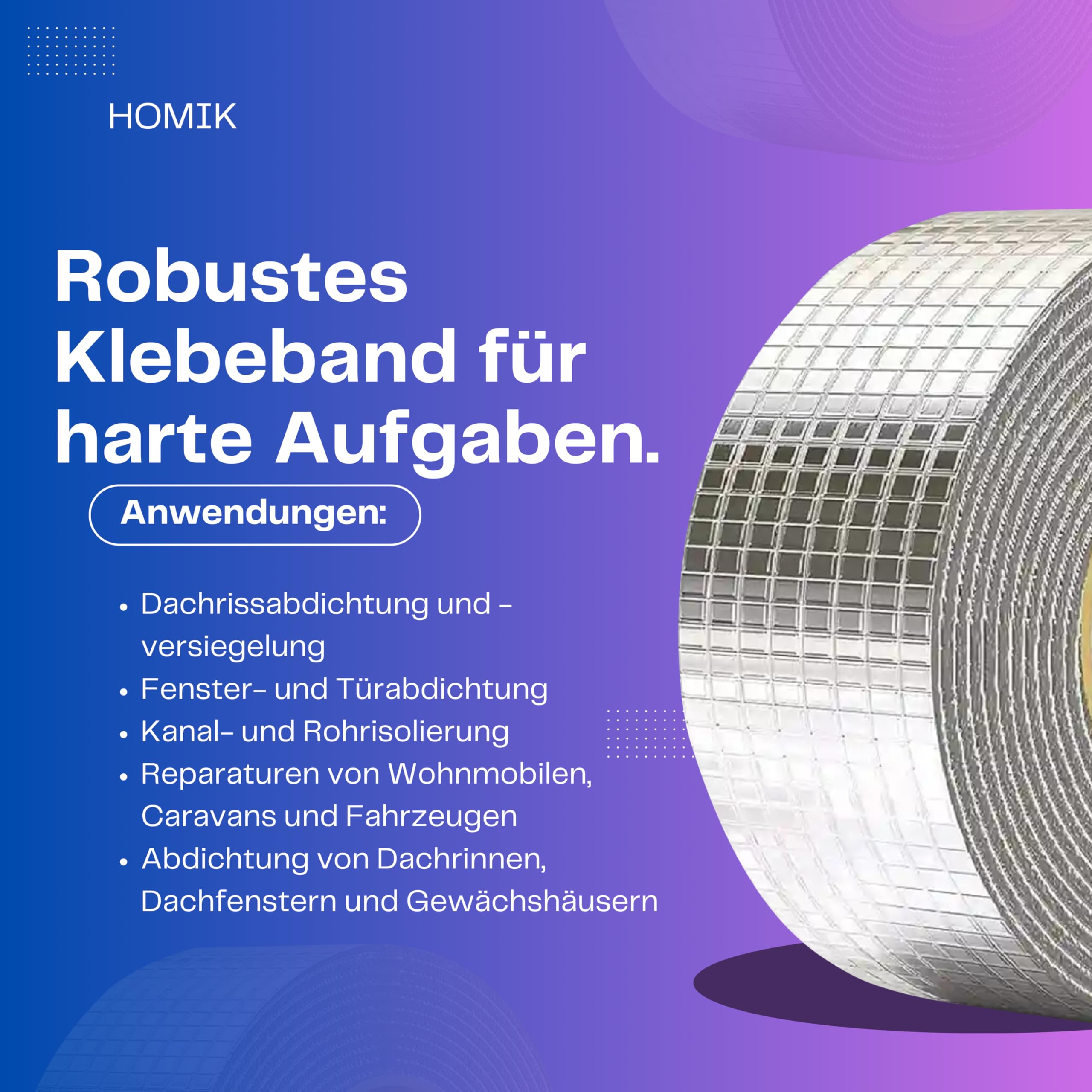 Cinta de Butilo de Aluminio Extremadamente Resistente 10cm x 2.5m – Cinta de Reparación de Tejados Impermeable – Para Canalones y Tuberías – Resistente a UV – Autoadhesiva para Interior y Exterior