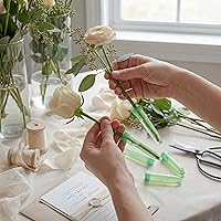 Vista 3 de Royal Imports Tubos de agua florales con tapas – Viales de flores de plástico verde de 3 pulgadas para rosas de un solo tallo, brotes, ramos