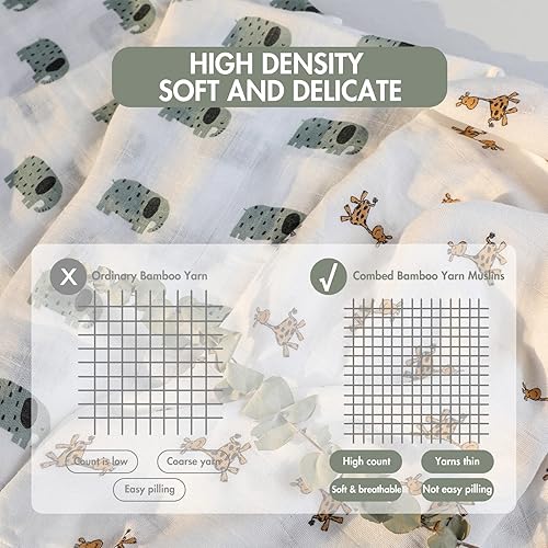 Miniatura 27 de GLLQUEN BABY Manta receptora de muselina de algodón para niño, manta para envolver a recién nacidos, transpirable y suave, mantas para bebé, doble