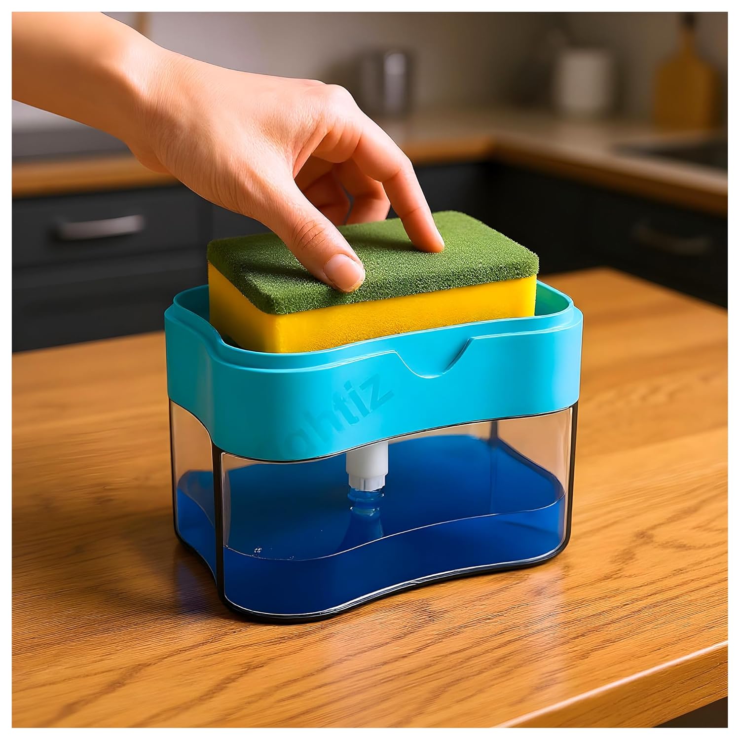 Eightiz 2 in 1 Soap Dispenser for Bathroom Accessories Dishwasher Liquid Holder Liquid Dispenser Pump 400 ML with Sponge Holder Kitchen Sink Accessories Items (Multi-Color) Eightiz 2 in 1 Soap Dispenser for Bathroom Accessories Dishwasher Liquid Holder Liquid Dispenser Pump 400 ML with Sponge Holder Kitchen Sink Accessories Items (Multi-Color)