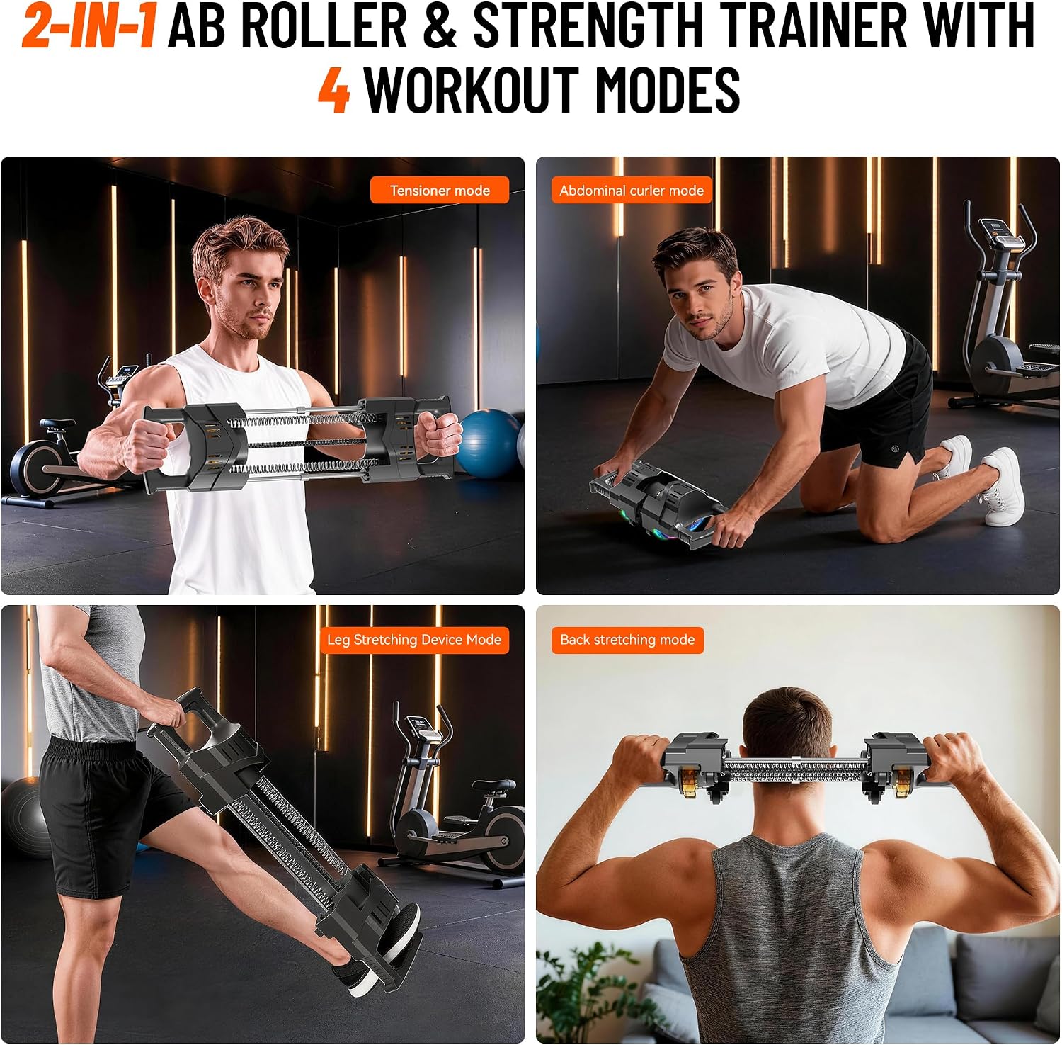 2-in-1 Auto-Rebound Ab Wheel & Resistance Puller for Full Body Workout