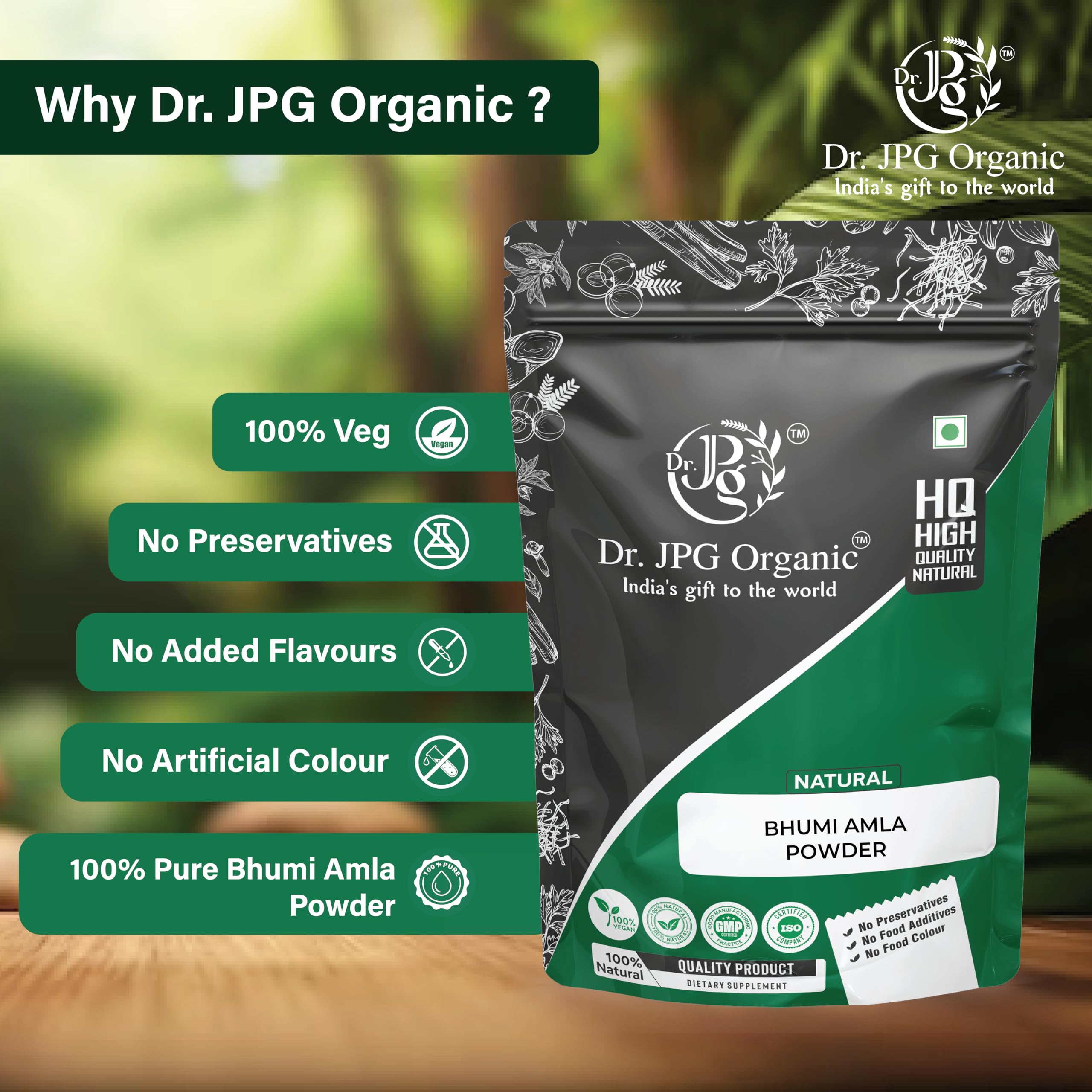 Dr. JPG Organic Bhumi Amla Powder 200g Phyllanthus Niruri ISO & GMP Certified — Amazon image 3