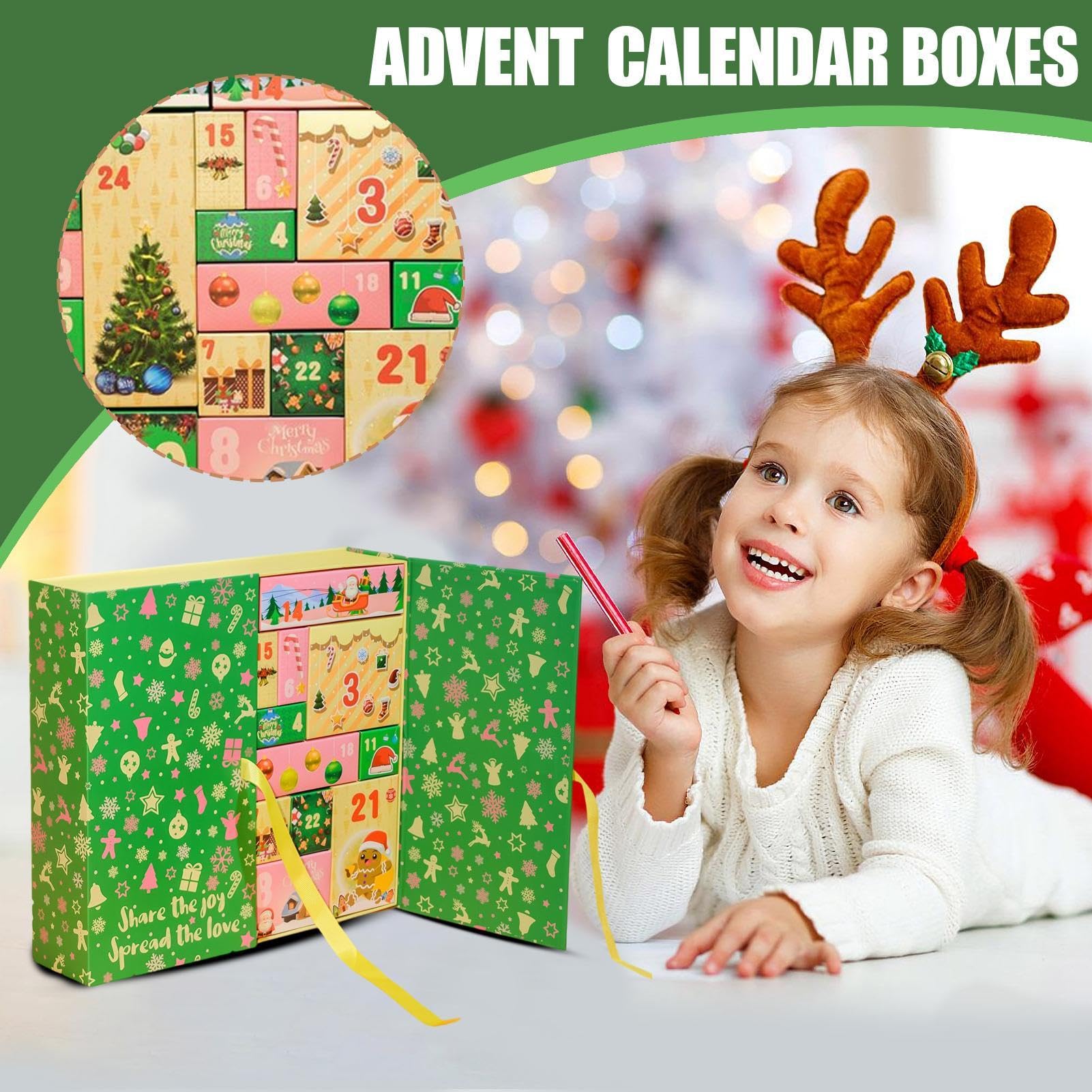Calendari 'Avvento vuoti per riempire le scatole del calendario | Decorazione regalo di Natale per mensola da tavolo da pranzo per adulti