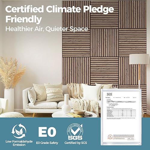 Miniatura 3 de AKUMAX Paquete de 4 paneles de madera de 4 x 24 x 24 pulgadas, paneles de pared 3D de madera, paneles decorativos insonorizados (nogal)