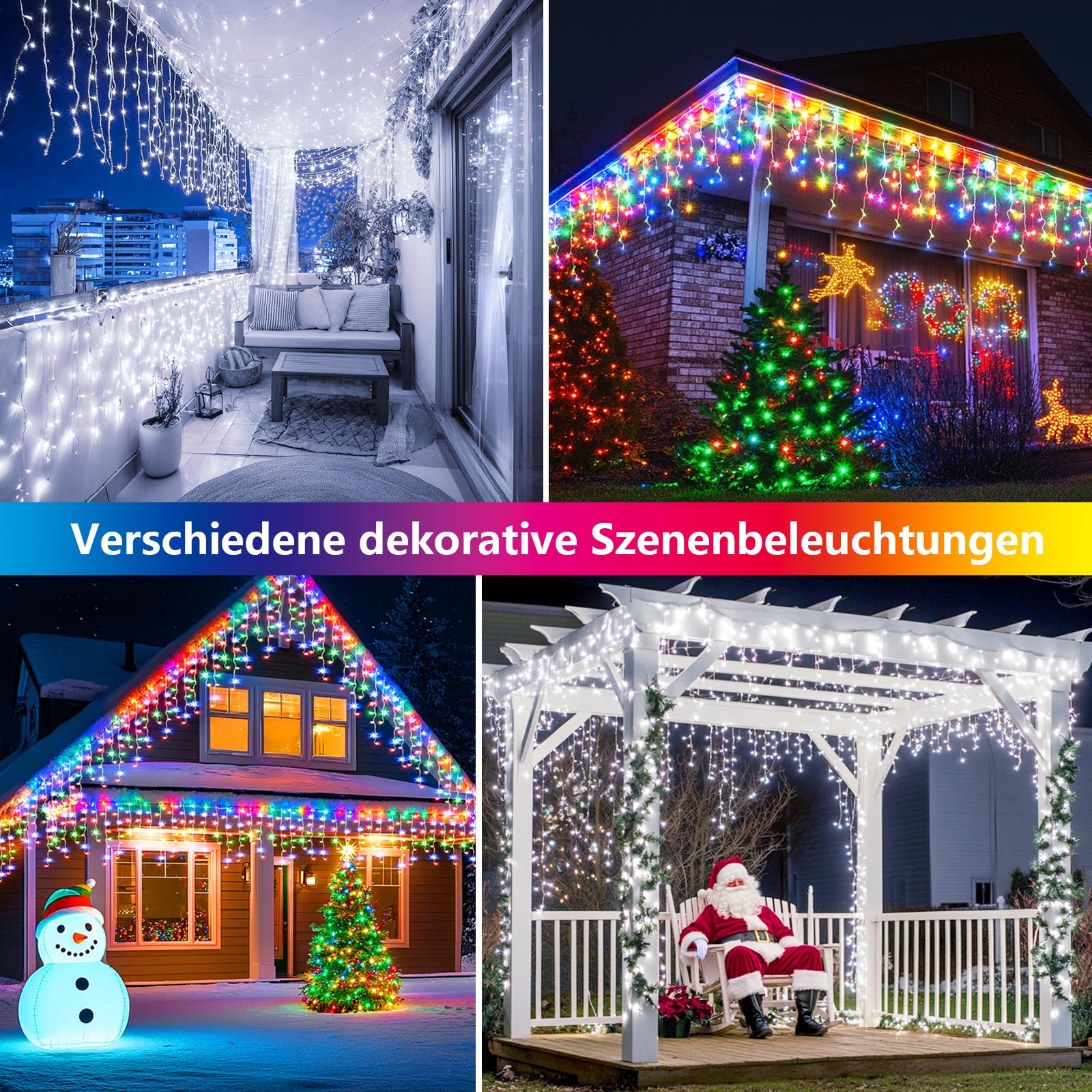 800LED Eisregen Lichterkette, 25+5M Erweiterbar Weihnachtsbeleuchtung Lichtervorhang mit IP65 Wasserdicht, 8 Modi Stecker, Timer, Memory-Funktion für Innen Außen Weihnachten Deko Dach Balkon