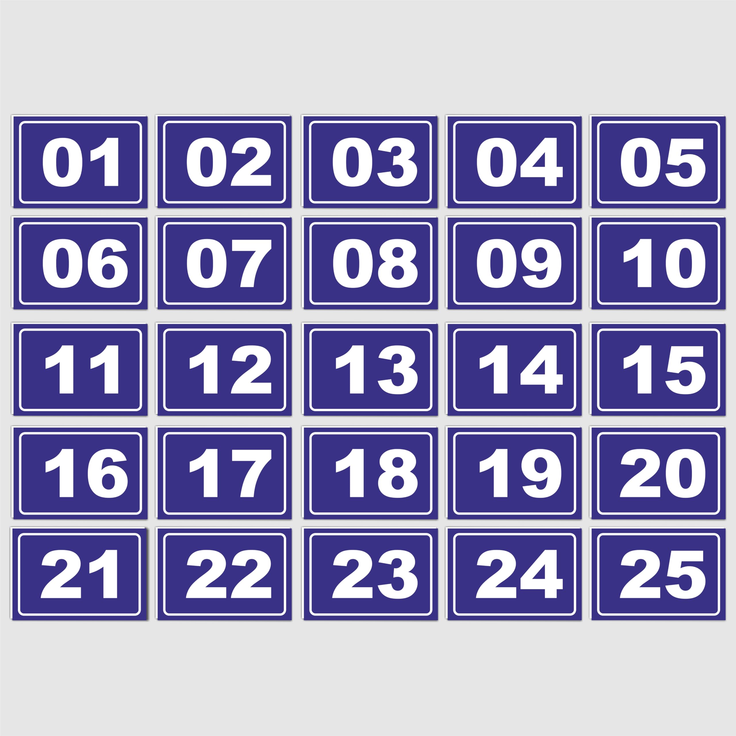 ATTRACTSO - 1 to 25 Number plates use for School Banch | Employees Tables | Mandir | Room l Seat | Library Rack | Material Vinyl with 3mm sunboard (Size 5"*3.5")