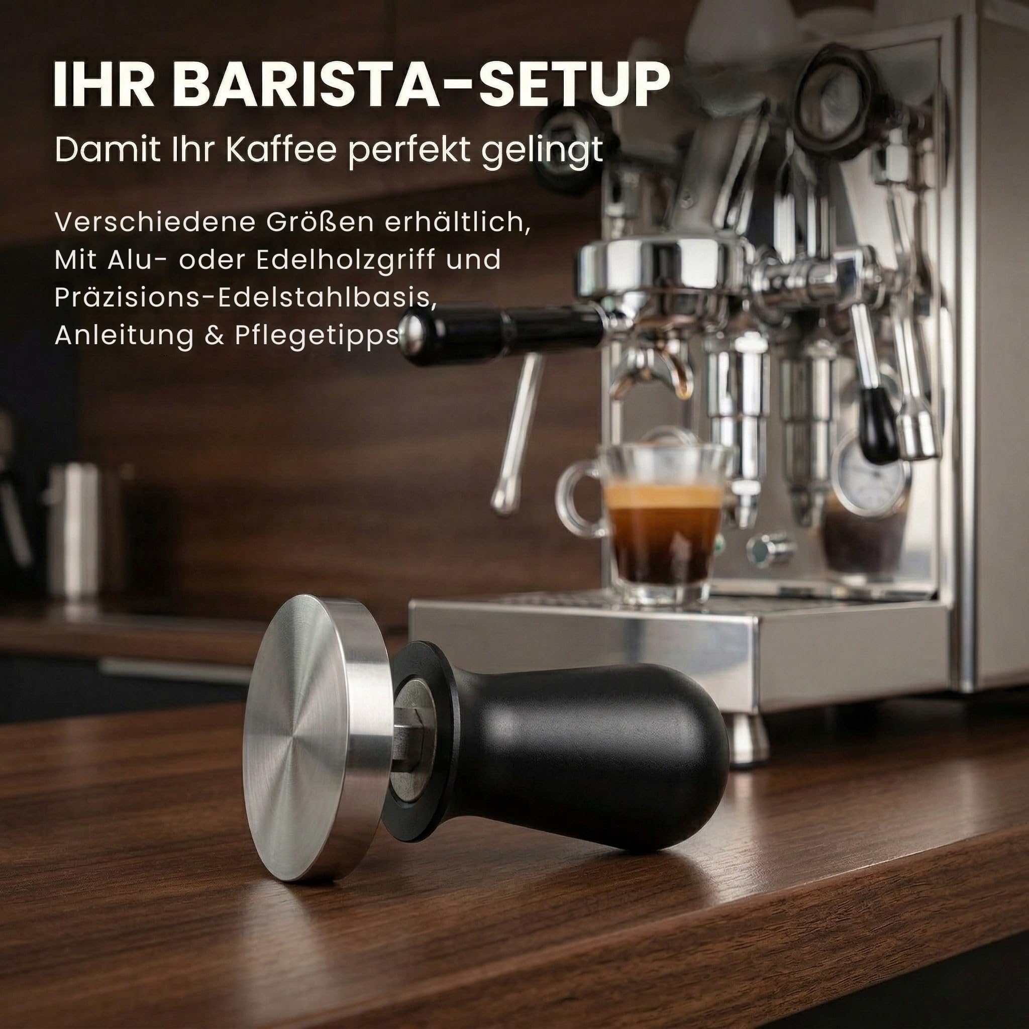 Scarlet espresso Tamper Perfetto - Pression de contact du tampon calibré à 15,8 kg - Poignée ergonomique pour porte-filtre 51 mm Noir