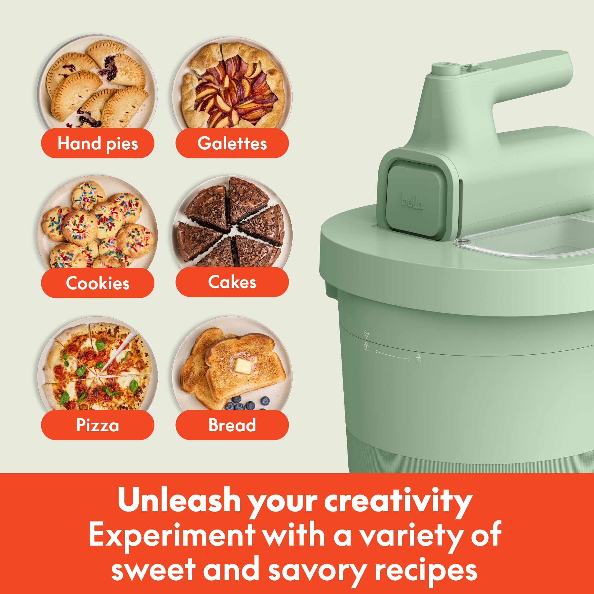 bella 3.5 Qt Hand & Stand Mixer, 2 in 1 Electric Mixer with Bowl, Seaglass view 5