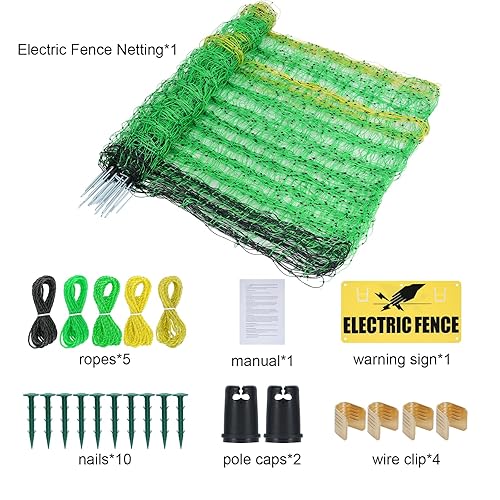 Miniatura 6 de Red eléctrica para cerca, 49.6 pulgadas de alto x 164 pies de largo, valla eléctrica portátil para corderos, perros, ciervos, animales más grandes,