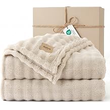 Bedsure Bubble Blanket King Size - Lightweight, Warm, Beige, 270x230cm