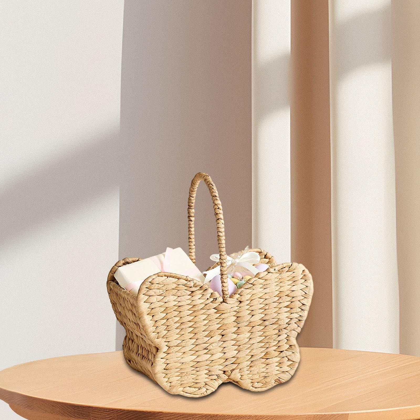 Cestino Picnic Cestino Contenitore Decorativo Intrecciato a Farfalla con Manico Robusto in Paglia Elegante Pratico Adatto