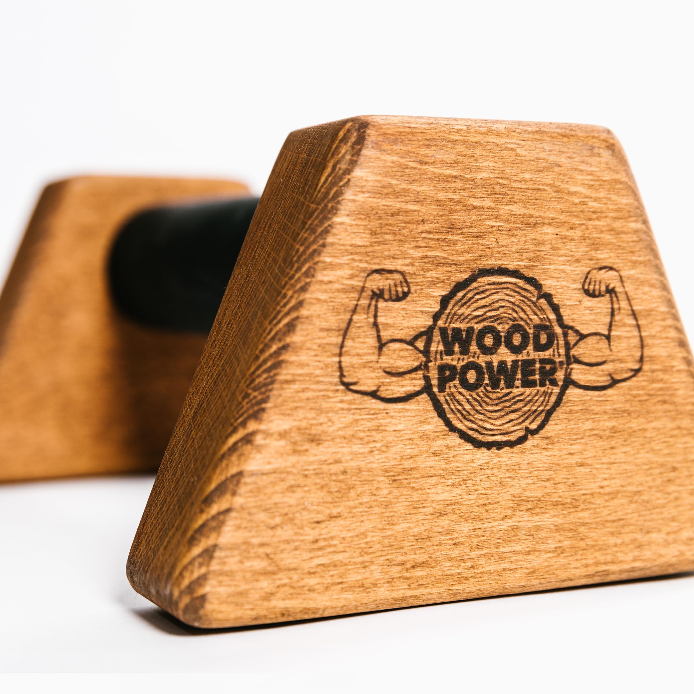 WOODPOWER® PowerBars Holz-Parallettes für Liegestütze, Liegestützgriffe Holz, Handstände, Yoga & Calisthenics, rutschfest, für Indoor & Outdoor, gelenkschonend, SET (XS + XL)