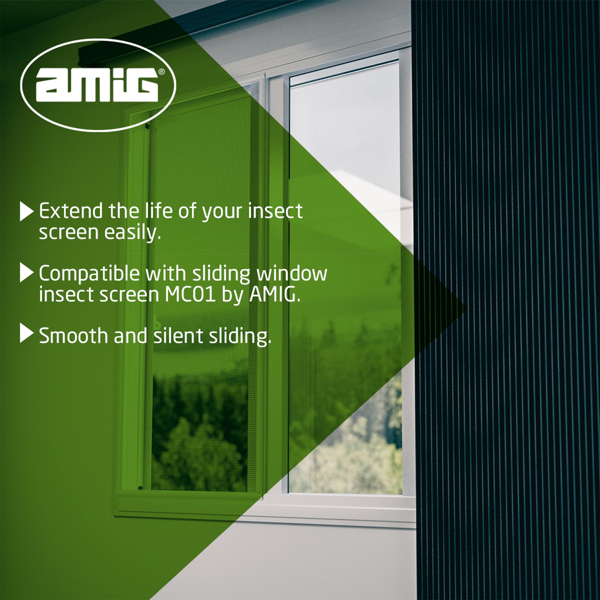 Amig - Replacement Kit for Sliding Mosquito Net, Light Grey, 6,5 x 6,5 cm - Image 3