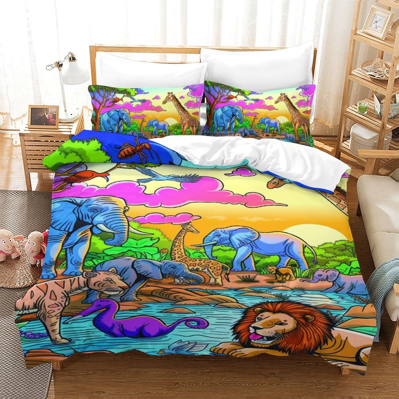 Housse de couette animaux de la jungle 3D pour la décoration d'une chambre d'enfant