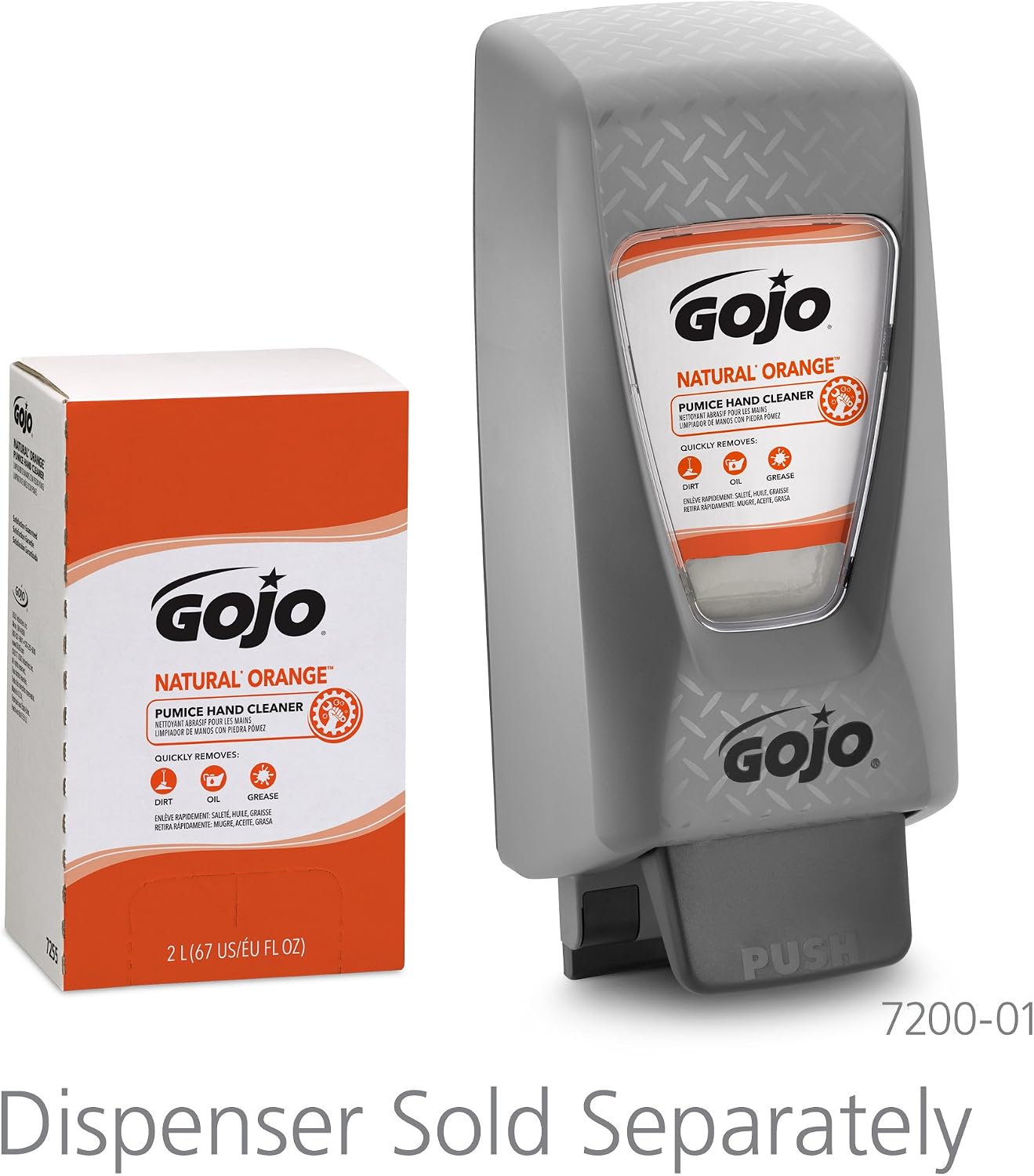 Gojo NATURAL ORANGE Pumice Hand Cleaner, 2000 mL Quick Acting Lotion Hand Cleaner with Pumice Refill PRO TDX Dispenser (Pack of 4) - 7255-04
