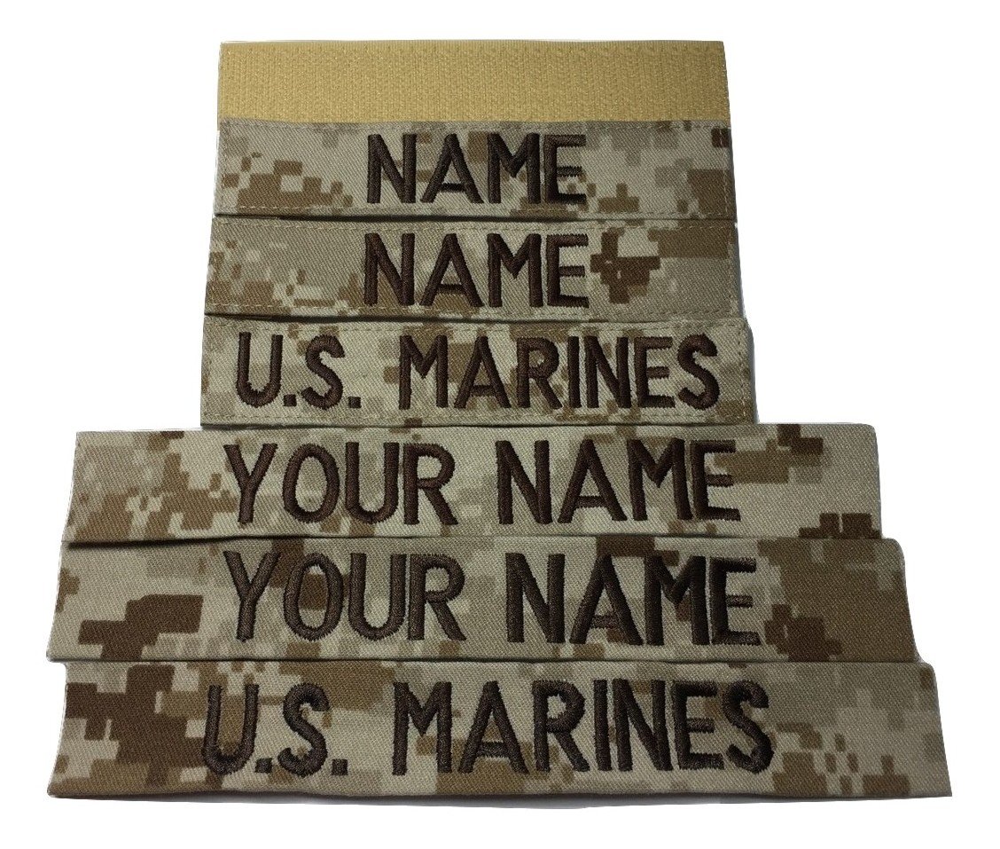 3 pieces Desert Marpat Name Tape & Marines Tape (with Fastener)