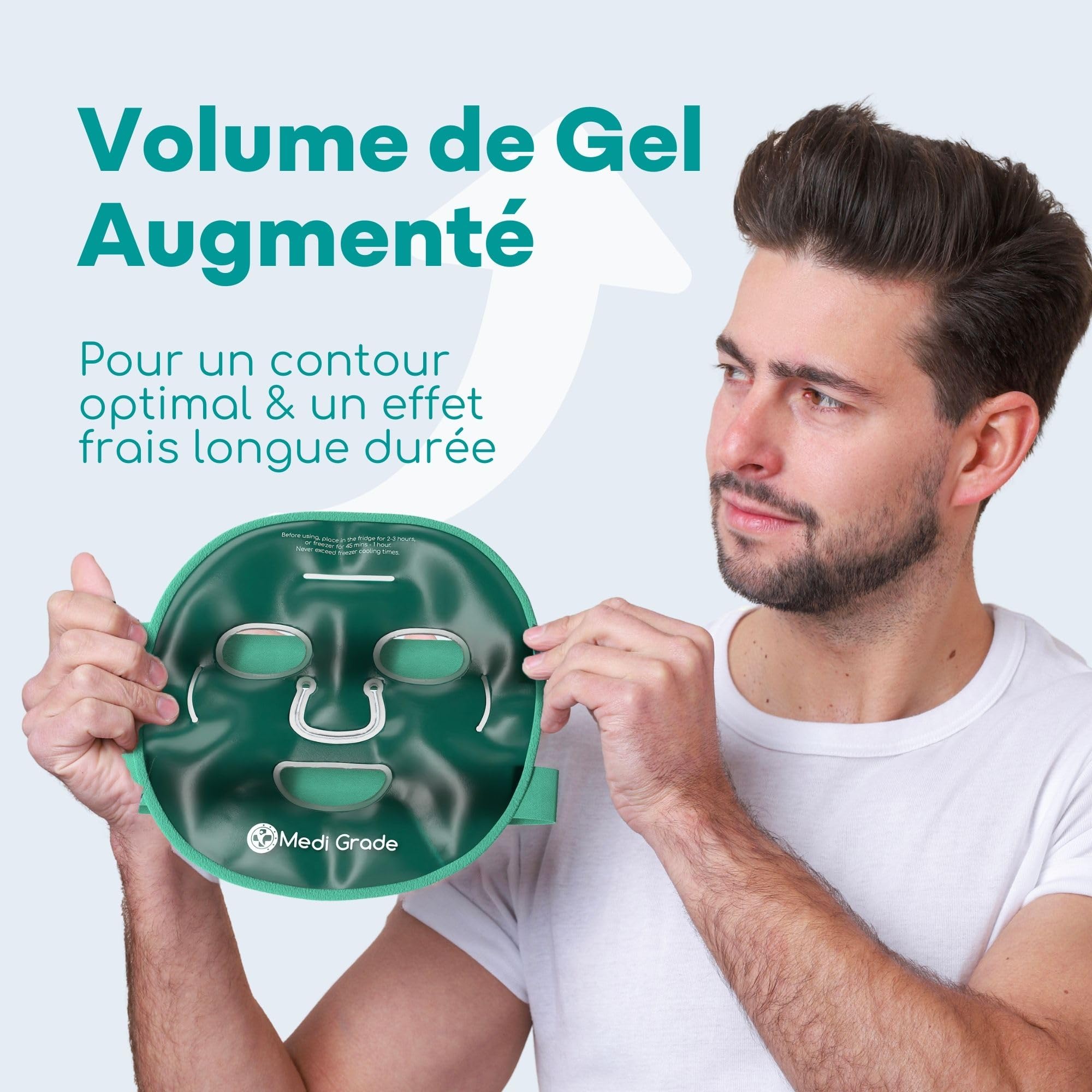 Masque Visage et Masque Anti Cerne Rafraichissant pour le Visage Complet de Medi Grade – Avec Gel Yeux – Pochette refroidissante incluse – Atténue les Poches