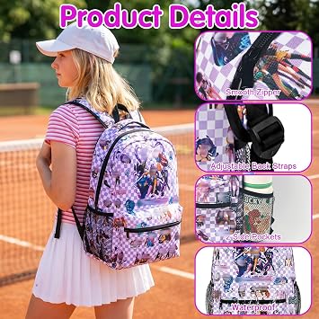 K Pop School Bag, Double-sided Printing Large Backpack Lightweight School Bag, Children Waterproof Rucksack Casual Travel Bag, Adjustable Straps for Girls Boys Kids Fans