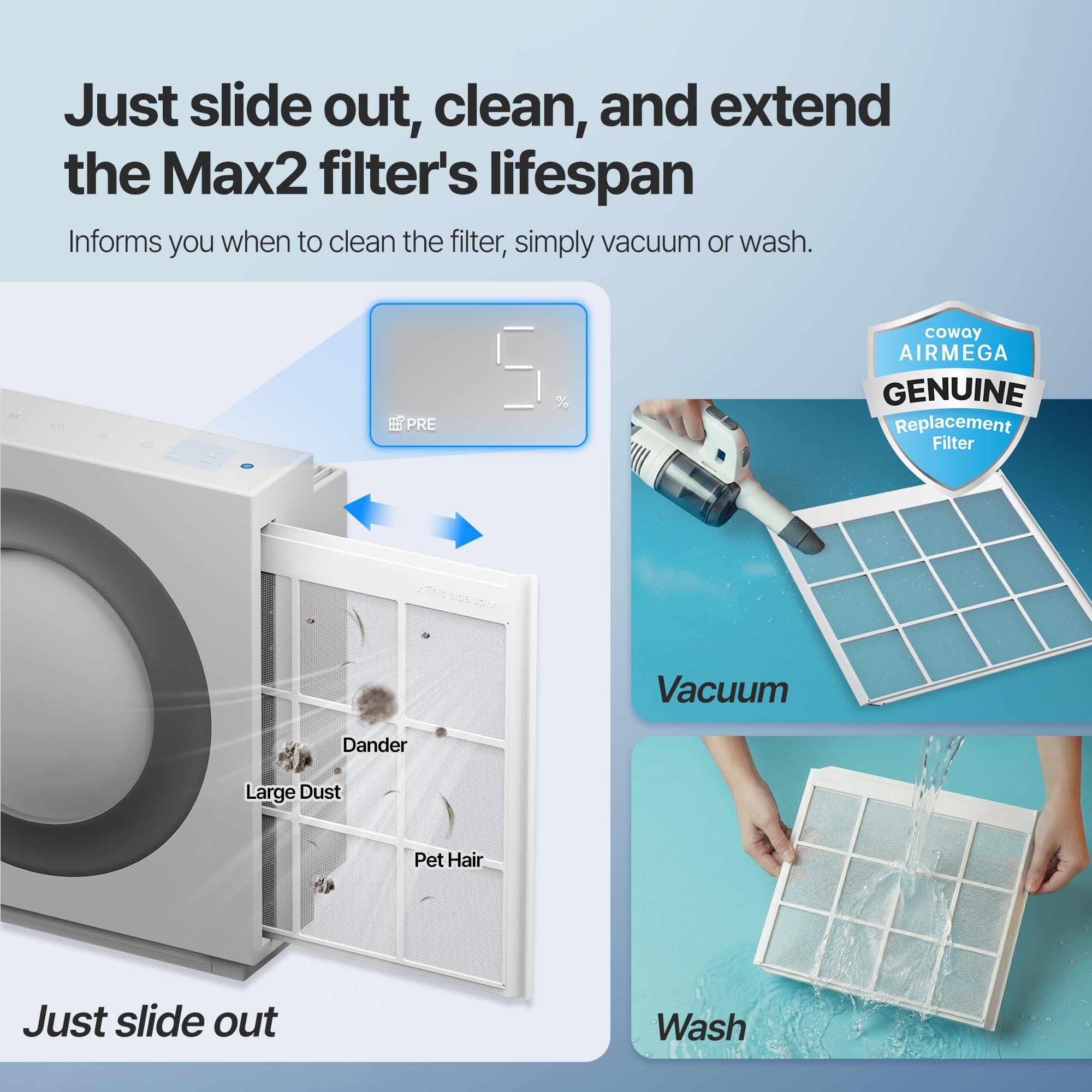 COWAY Airmega Mighty2 - Purificador de aire, próxima generación de AP-1512HH, para habitaciones grandes y hogar, limpia hasta 1.800 pies cuadrados, HEPA certificado IEST y carbón activo para alergias