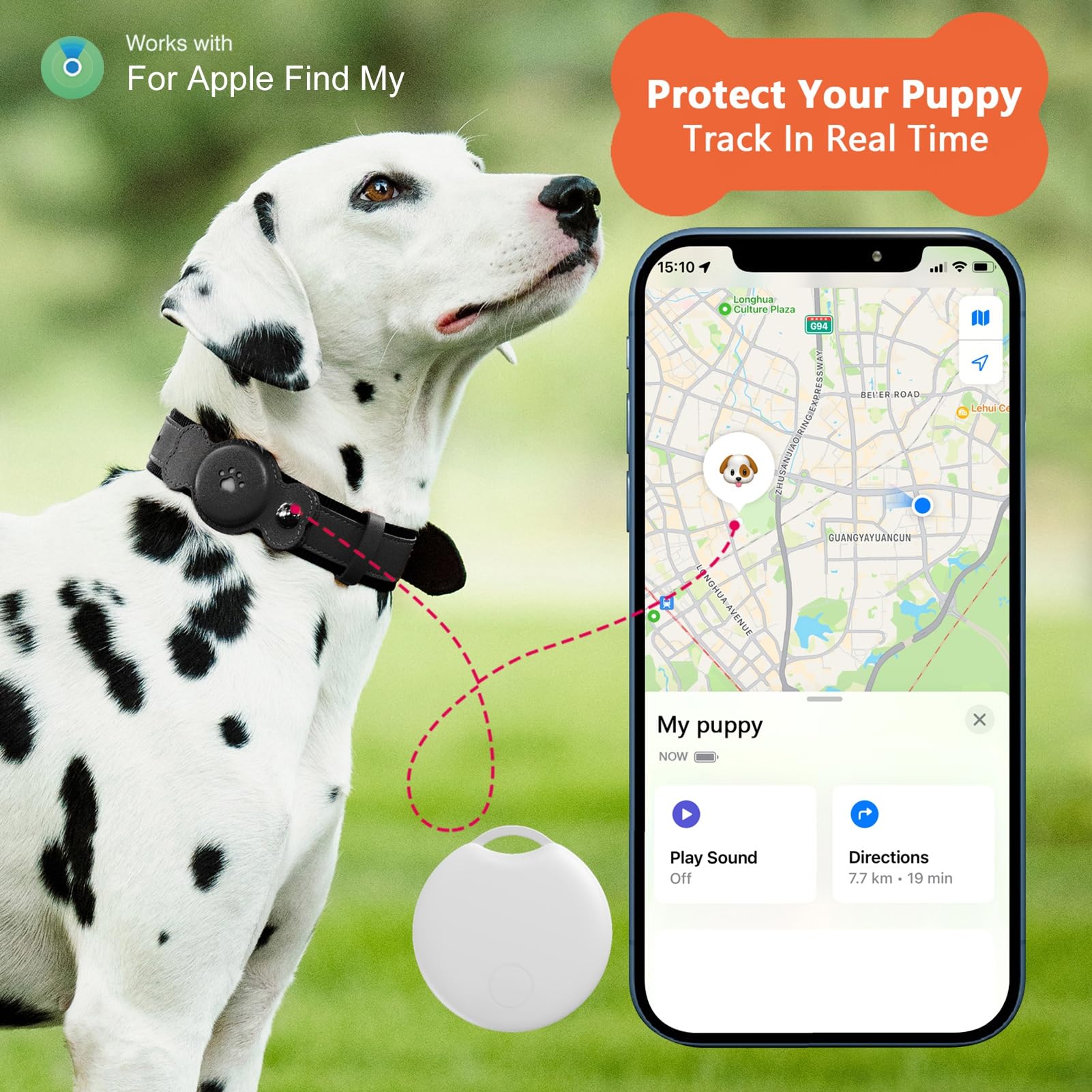 Collier pour animal de compagnie avec traqueur GPS, collier pour animal de compagnie avec GPS étanche, suivi réel de localisation, longue durée de vie, collier réglable pour animal domestique