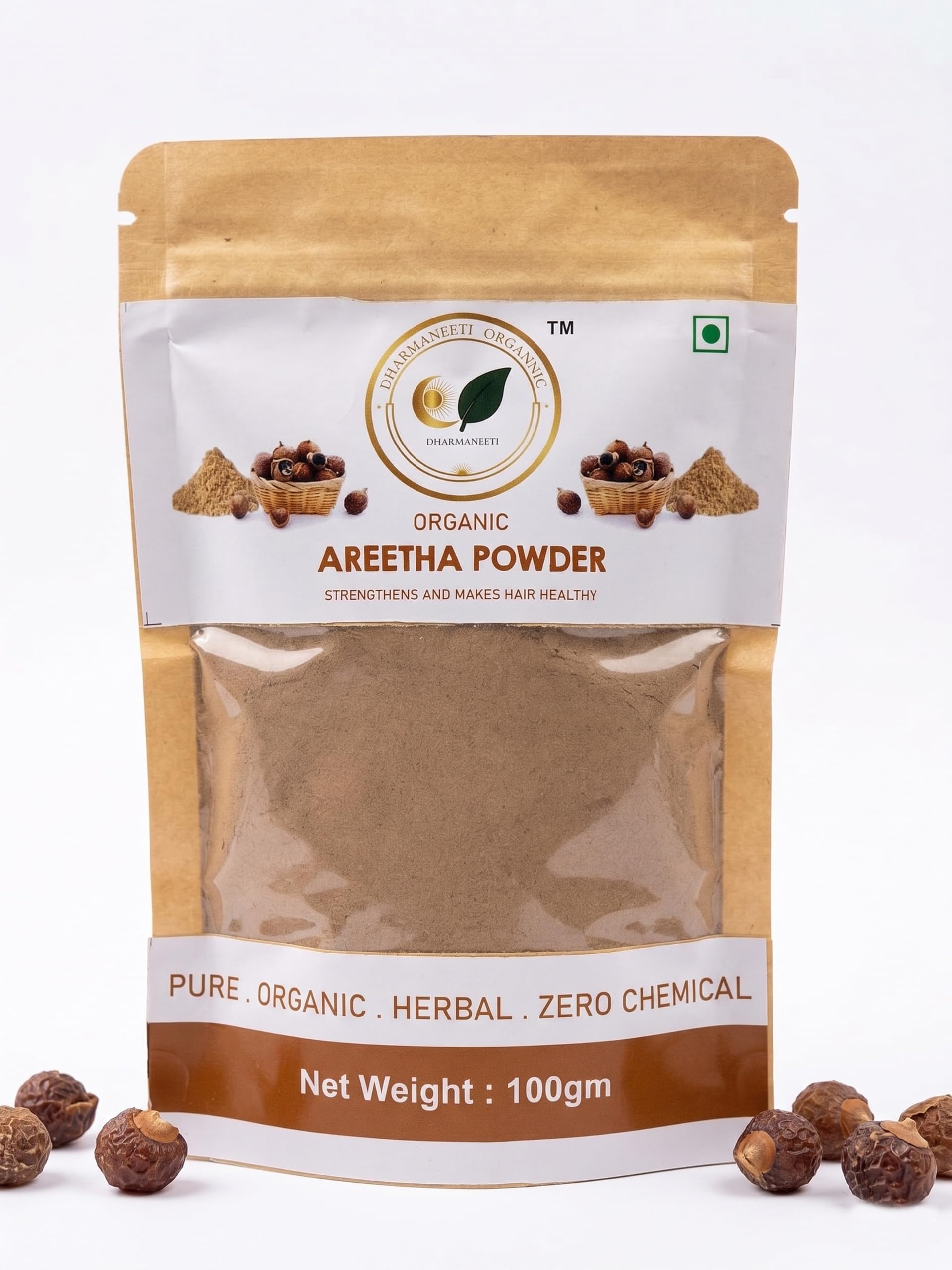 Dharmaneeti Organic Pure & Natural Aritha (Reetha) Powder for Hair Wash & Scalp Cleansing | Promotes Shiny & Strong Hair | 100% Herbal & Chemical-Free | 100g-image-48