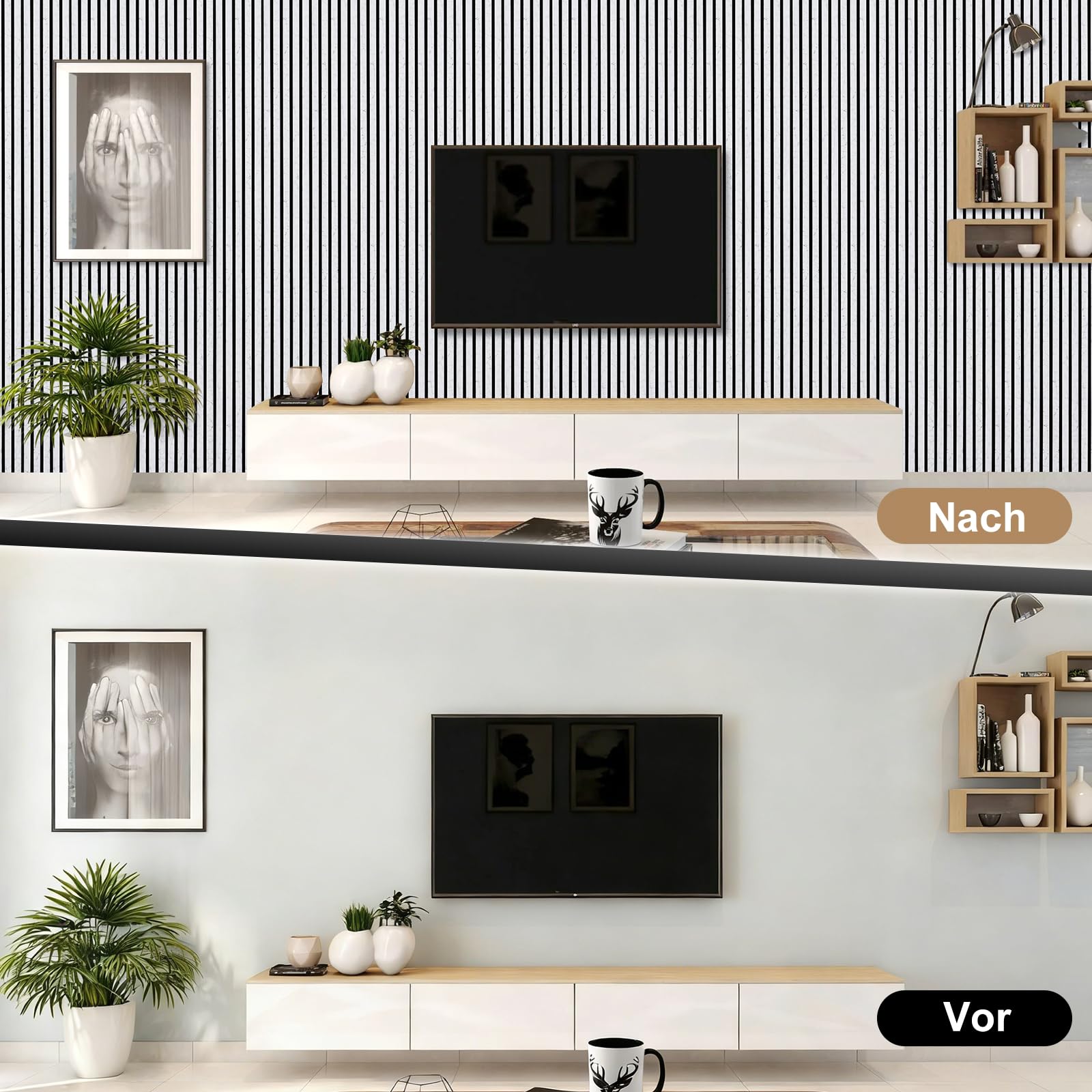 Lot de 4 panneaux acoustiques 3D - 120 x 60 x 2,2 cm - Aspect bois - Panneaux muraux aspect bois - Pour salon, cuisine, isolation acoustique, studio (marbre blanc)