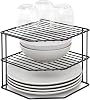 simplywire – 3 Tier Plate Rack - Kitchen Cupboard Organiser – Black Plastic Coated Steel