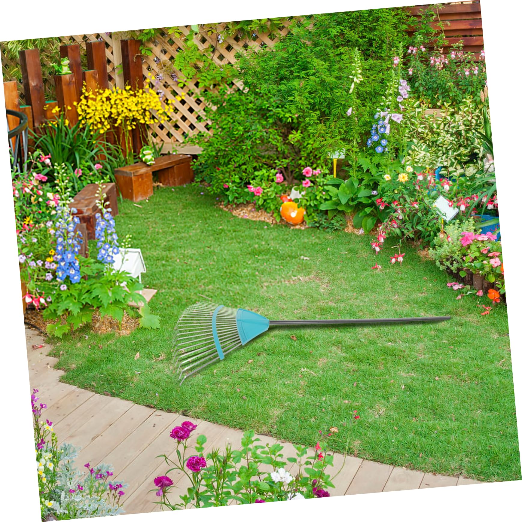 UPKOCH Gartenrechen für Laub Leichter Stabiler Rechen mit Zähnen für Effizientes Aufräumen von und Garten zum Reinigen von Blättern Nadeln und Gartenabfällen