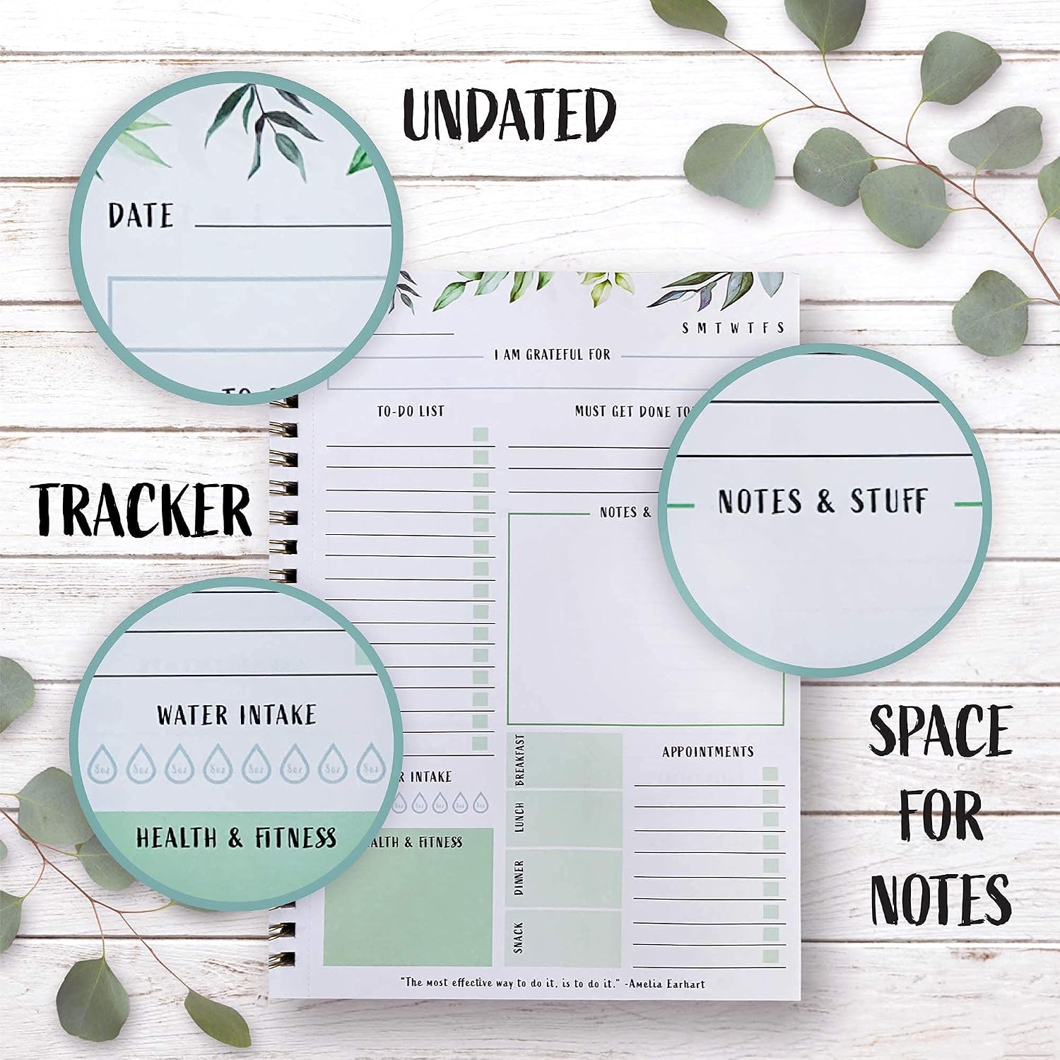 Simplified Greenery To Do List Notebook - Beautiful Daily Planner Easily Organizes Your Daily Tasks And Boosts Productivity - The Perfect Journal And Undated Office Supplies Notepad For Women