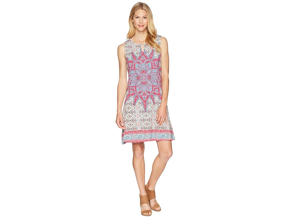 

Tribal Printed Jersey Sleeveless Dress (Hi Pink) Women's Dress