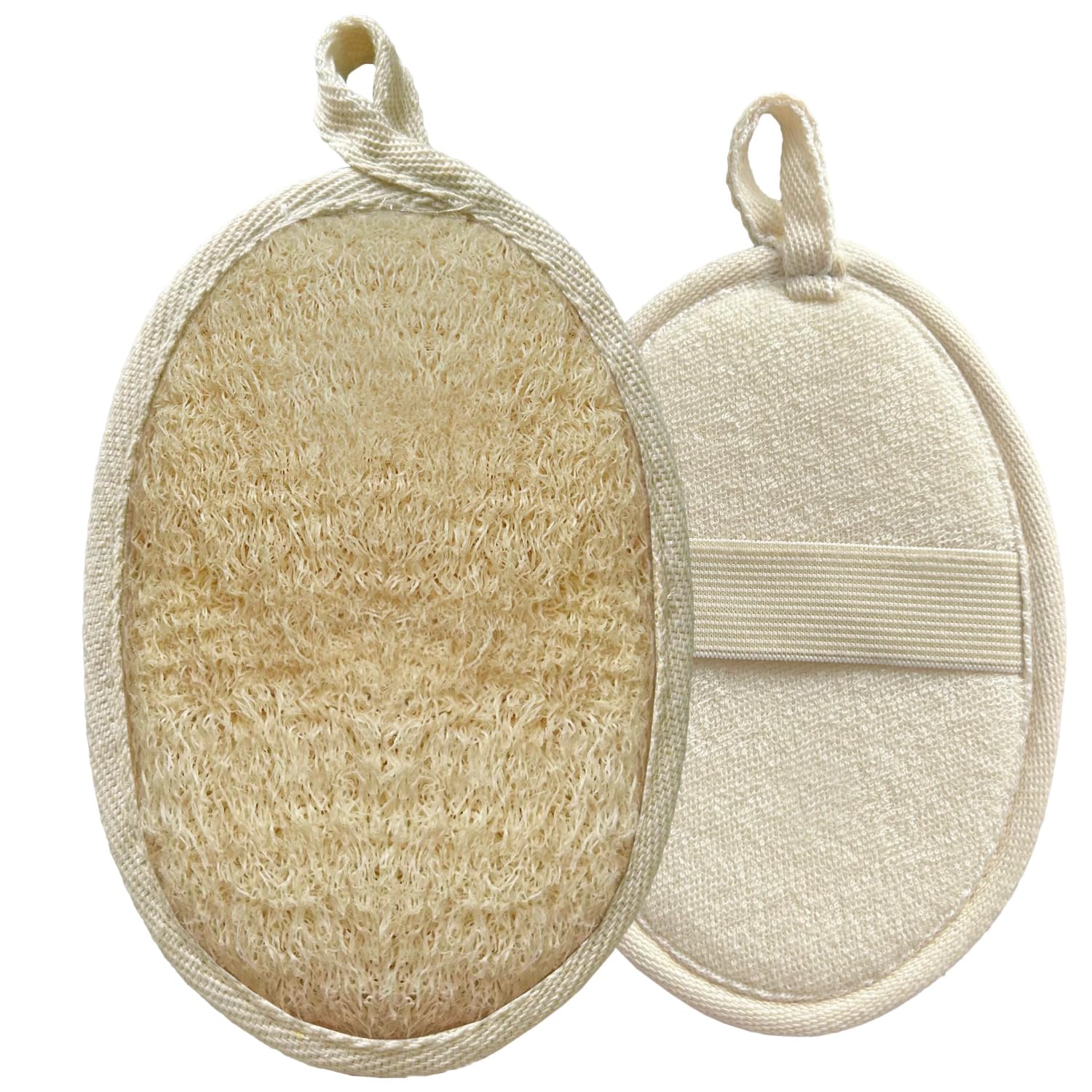LAC FOR YOU Luffa Schwamm Körper – 2er Set Badeschwamm & Duschschwamm Körper 16×11 cm + 12×8 cm, Natürlicher Peeling Schwamm - Loofah Sponge Body Scrubber für Damen & Herren