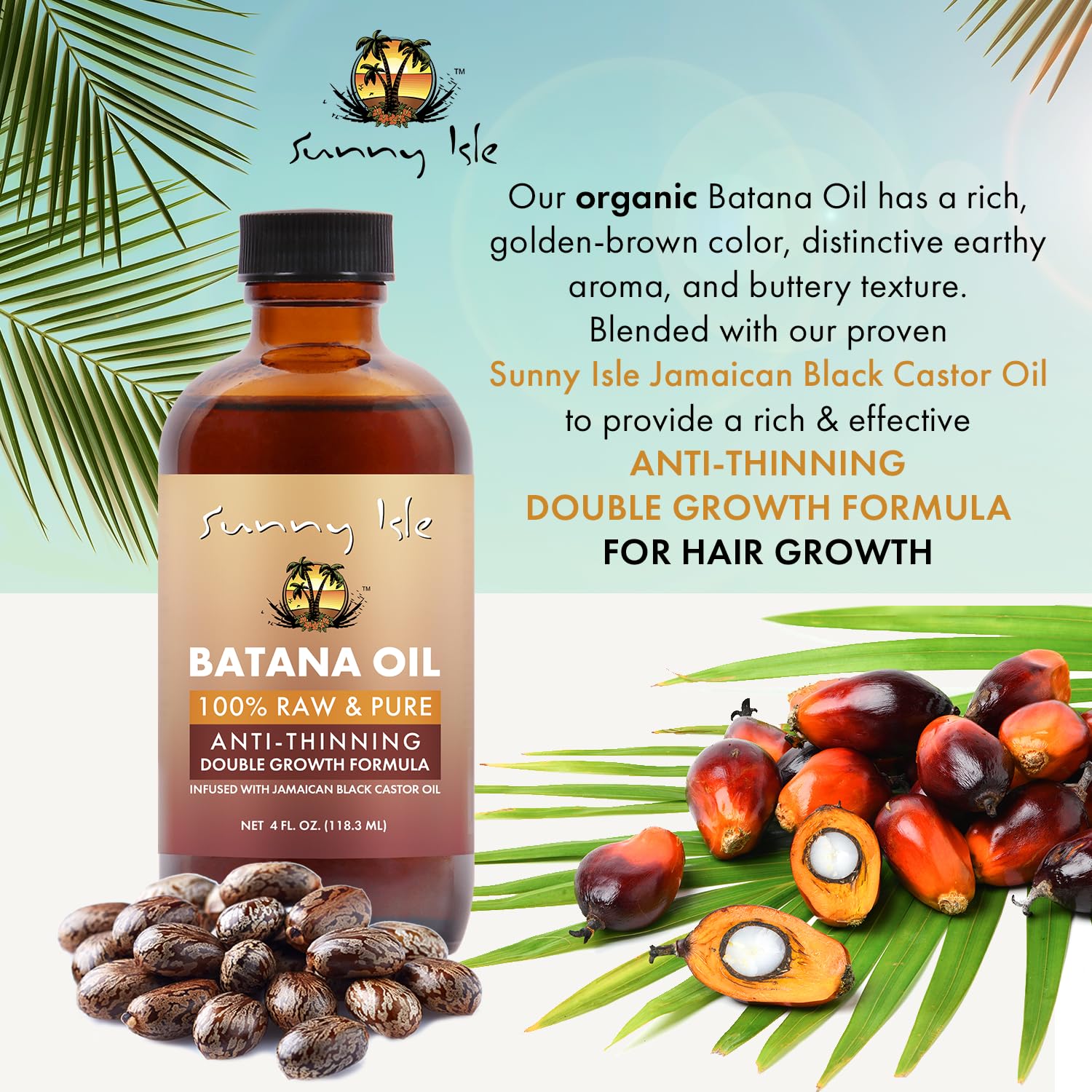 Sunny Isle Batana Oil Infused with Jamaican Black Castor Oil 4oz | Anti-Thinning Formula - Image 3