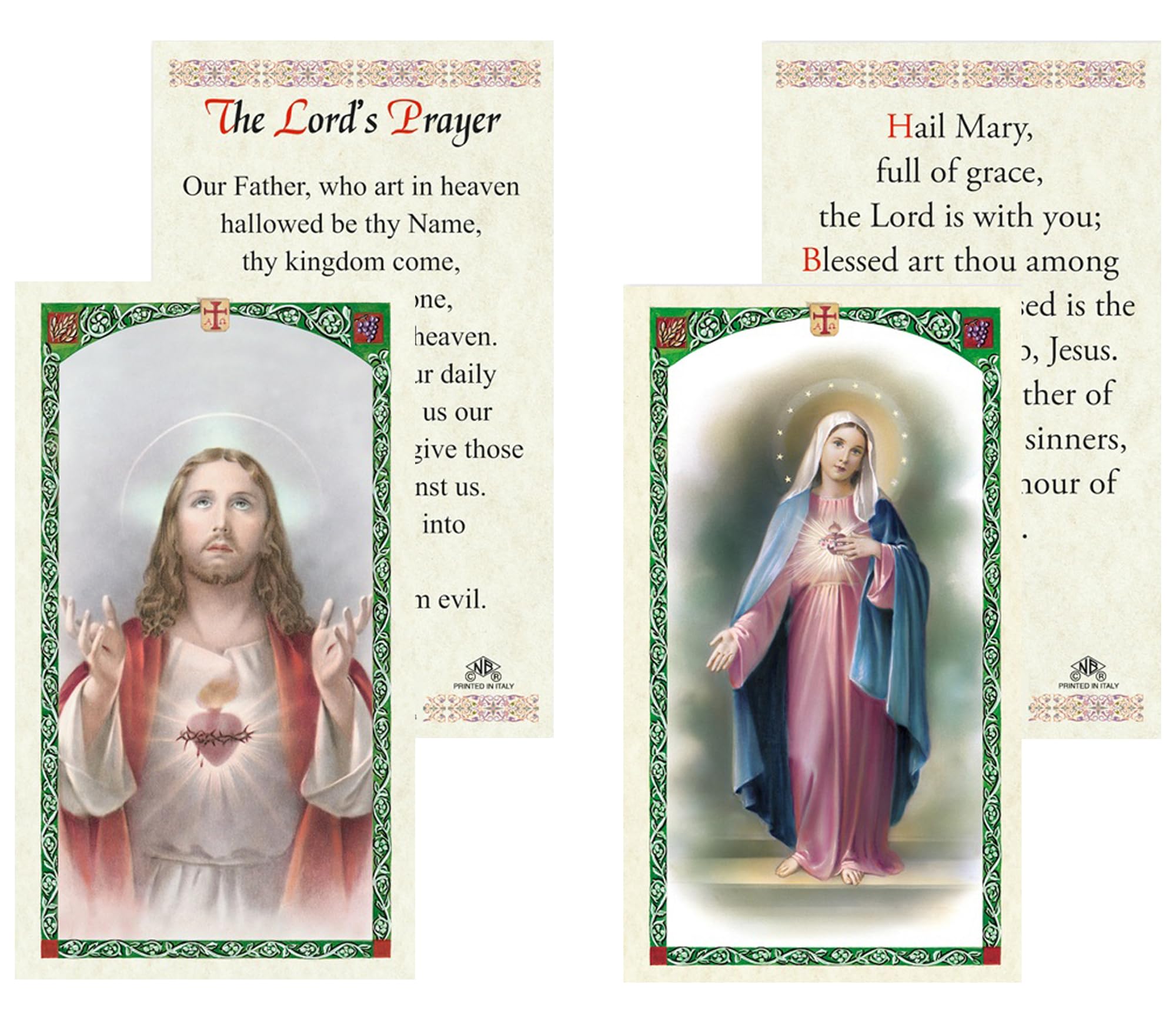 Our Father Prayer Card - Hail Mary Prayer Card - Double Sided Hail Mary, The Lords Prayer Card for Daily Prayer, Devotion, Mass - Laminated Hail Mary Prayer Card Catholic Themed Set - 2 Items Total