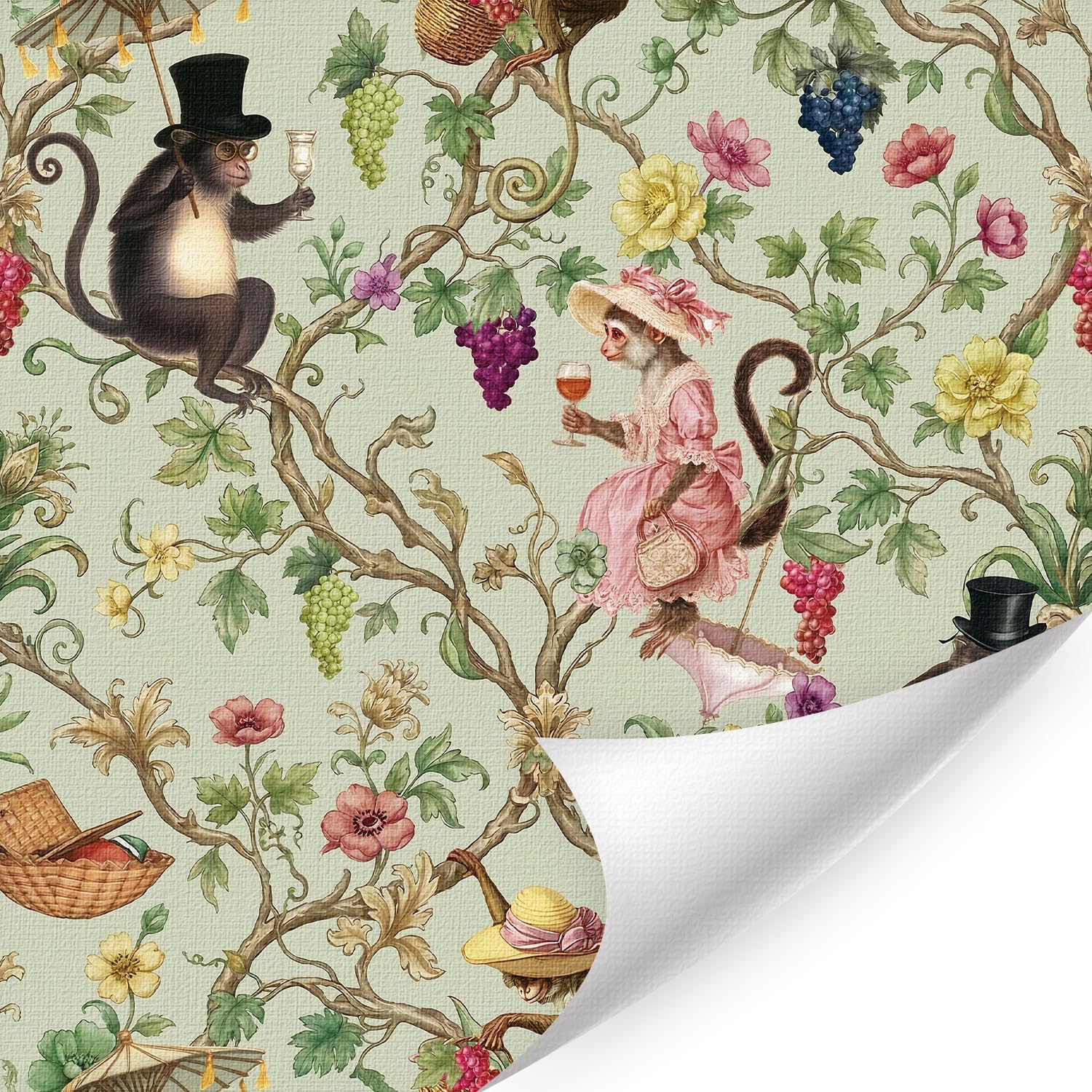 TOARTi Dark Green Fern Wallpaper White Flower Botanical Sticker 44X300CM