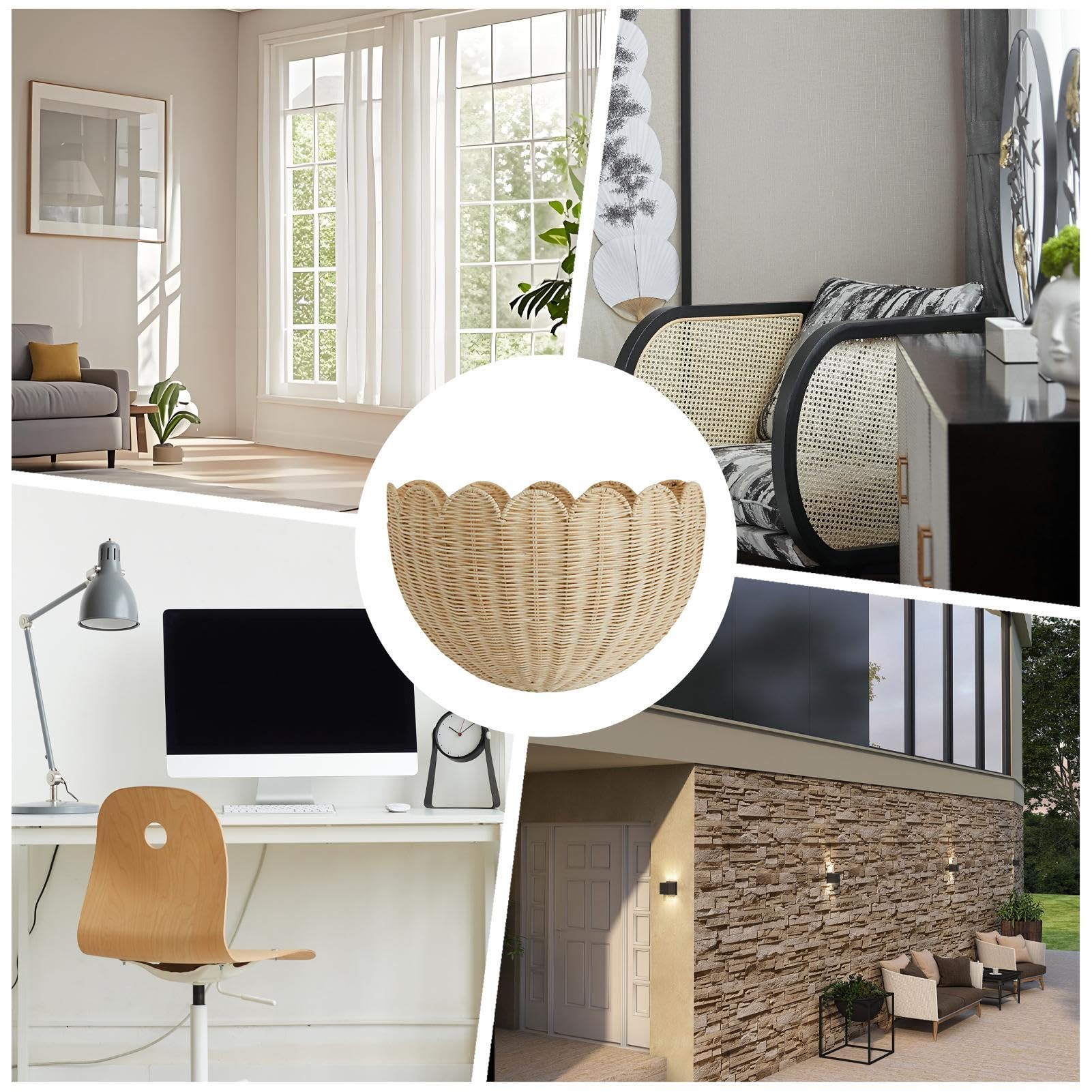 Cesta Colgante Mimbre Organizador De Almacenaje Decorativo Rústico | Cesta Para Plantas Para Jardín, Granja, Hogar, Cocina, Salón, Recibidor, Dormitorio, Apartamento Residencia