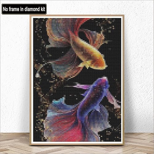 Miniatura 2 de Kaliosy Kits de arte de diamantes 5D para adultos, coloridos peces de lucha por números, pintura de diamantes, arte de peces, bricolaje, taladro
