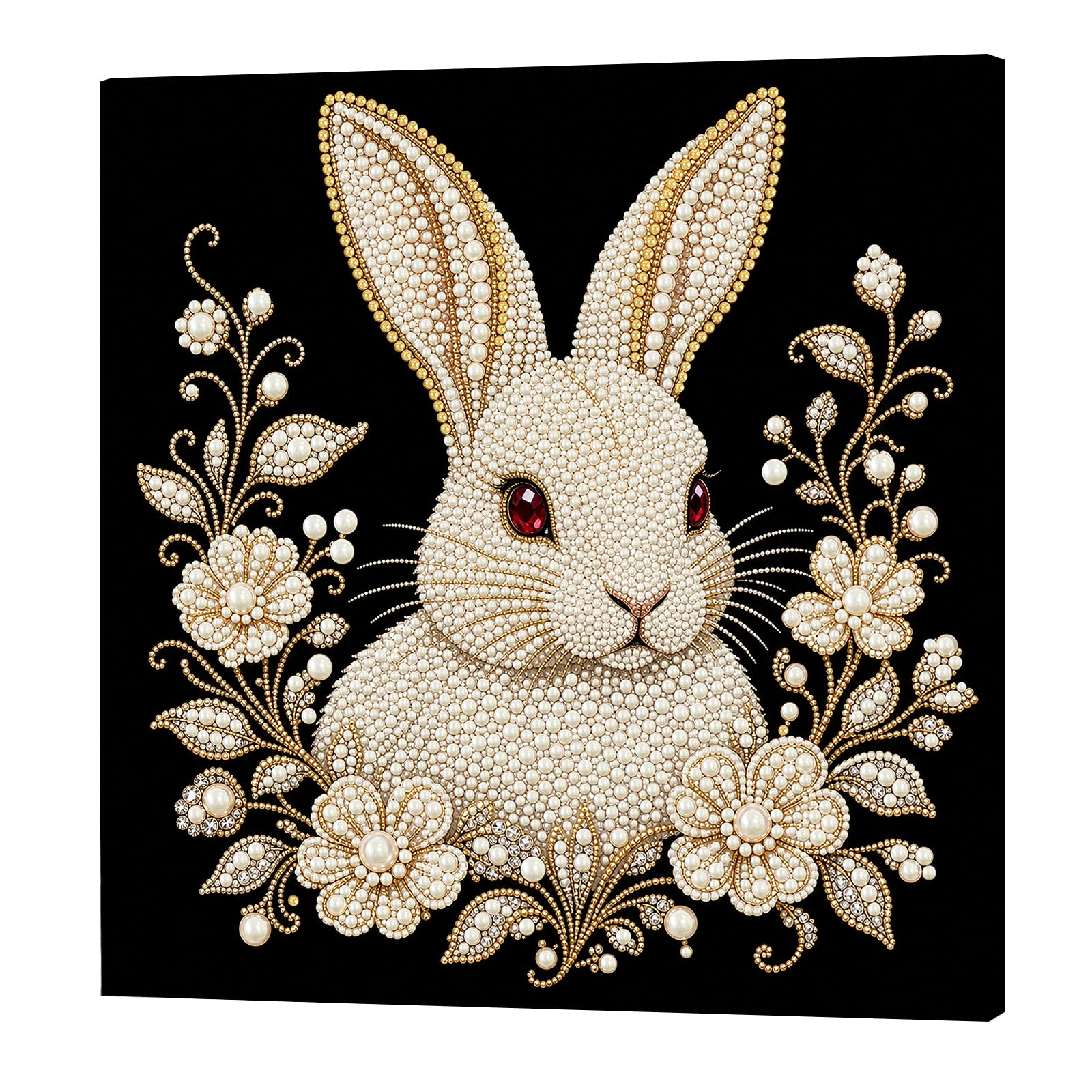 POETRYDRAW Rabbit Pearl Painting Art Kits with Frame Pearl Gem Paintings Picture Arts Craft 30x30cm for Adults Beginners Home Wall Decor (Rabbit)