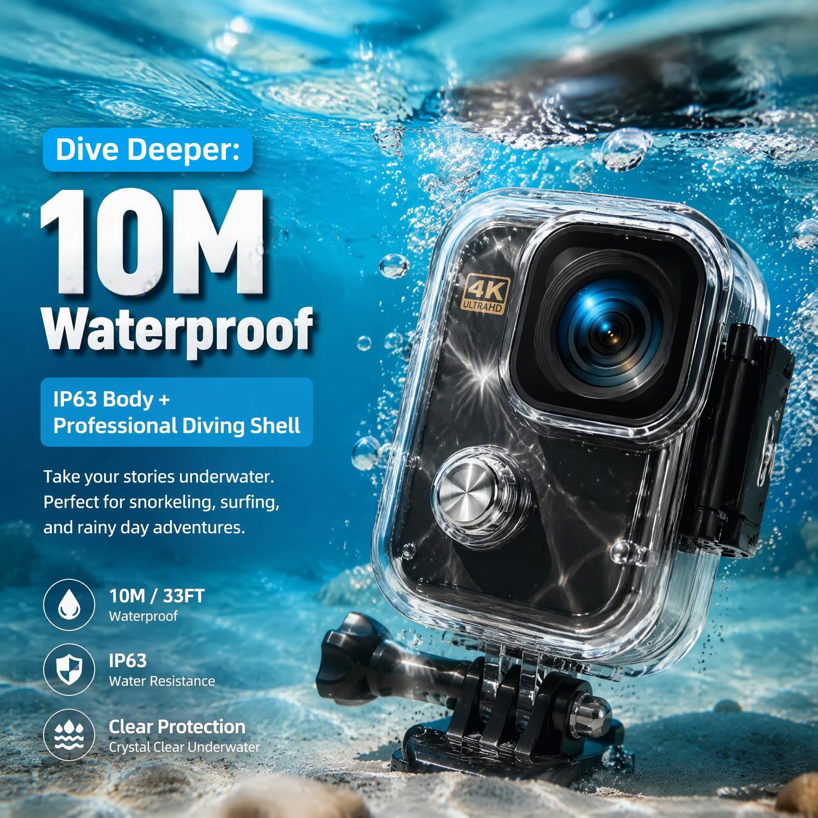 Mini caméra de sport magnétique 4 K, body cam, caméra corporelle