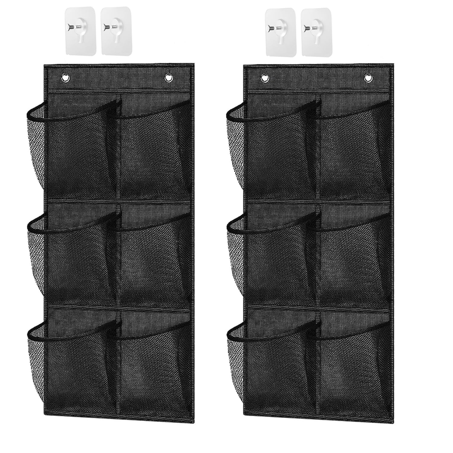 2 Pezzi Shoe Storage Organizer con Gancio, Scarpiera Sopra la Porta, Portascarpe da Appendere Camper, Organizer per Scarpe, Scarpiera da Appendere Sopra la Porta per Cucina,Camera da Letto (Nero)